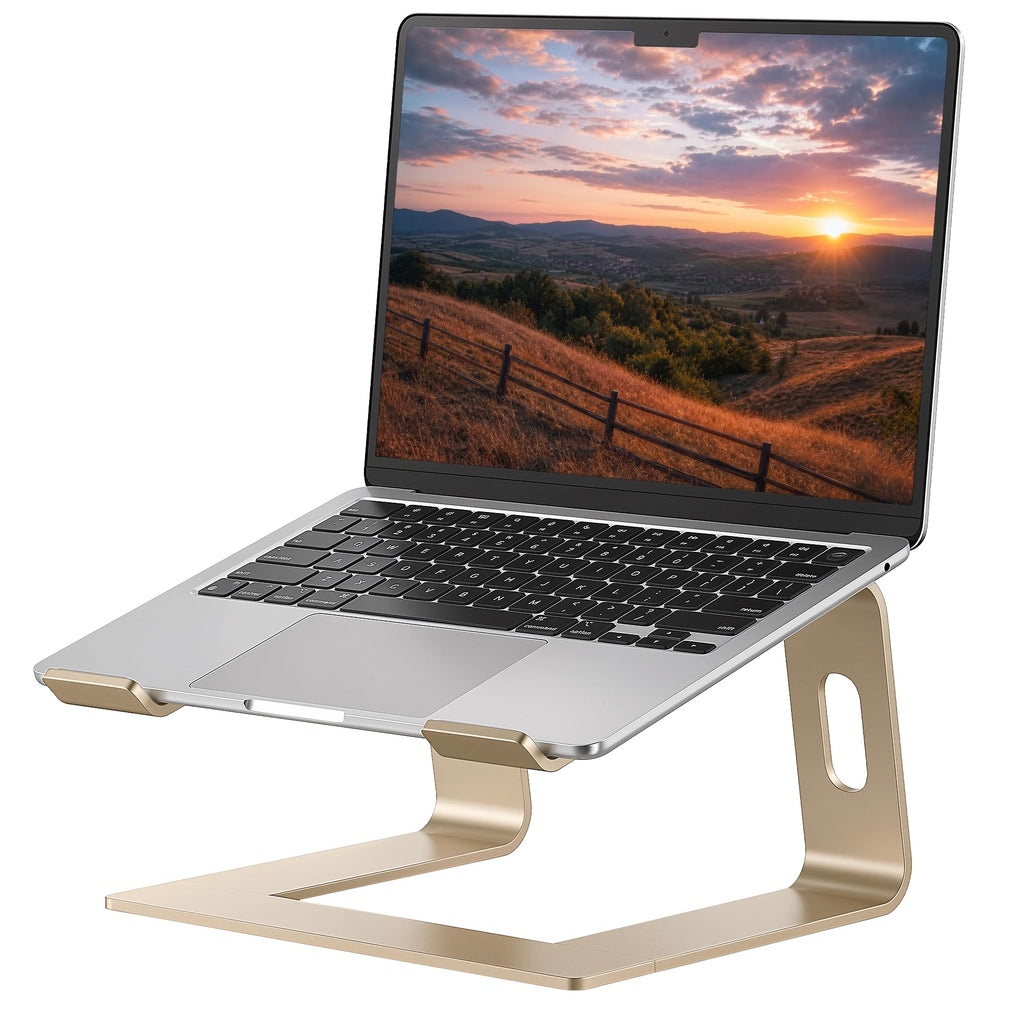 SOUNDANCE Laptop Stand, Aluminum Computer Riser, Ergonomic Laptops Elevator for Desk, Metal Holder Compatible with 10 to 15.6 Inches Notebook Computer
