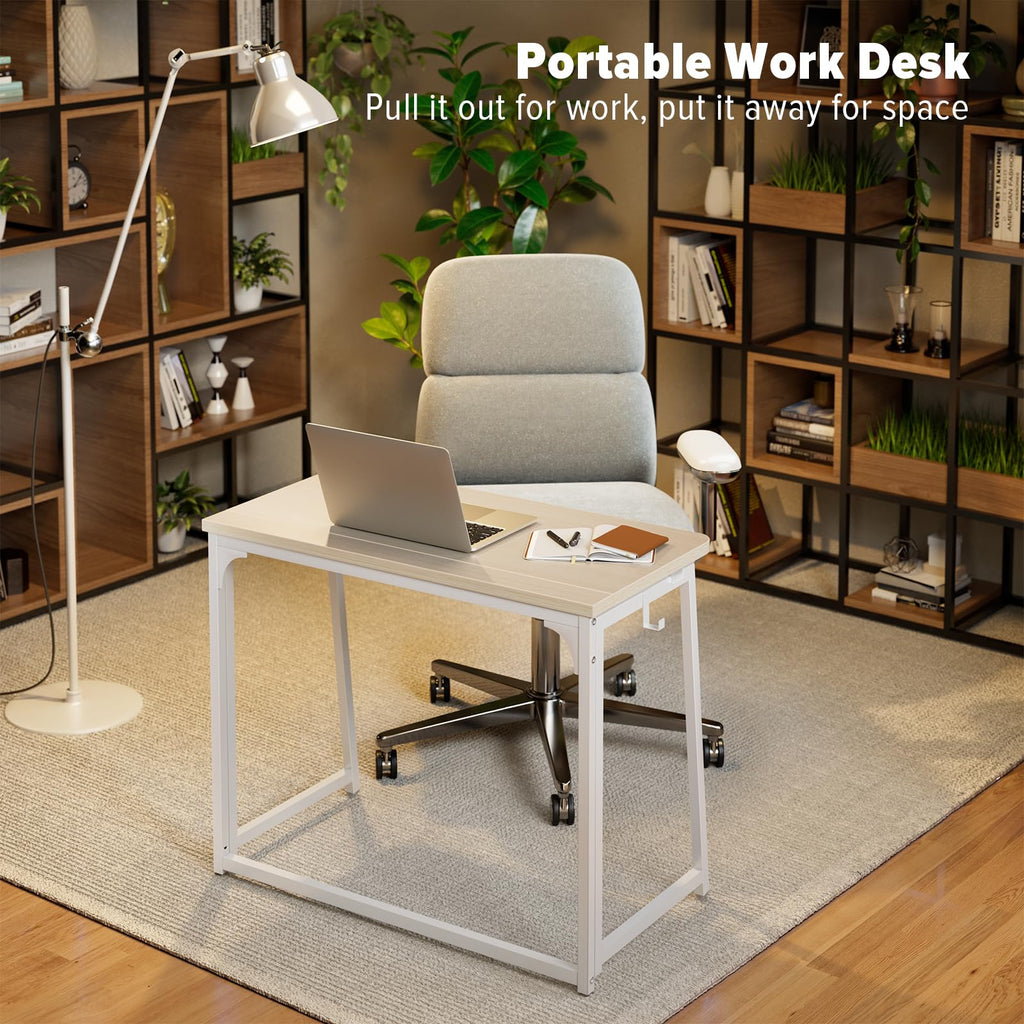 WOHOMO Folding Computer Desk, Small Writing Foldable Desk, Space-Saving Laptop Table, Easy Assemble Workstation for Home Office