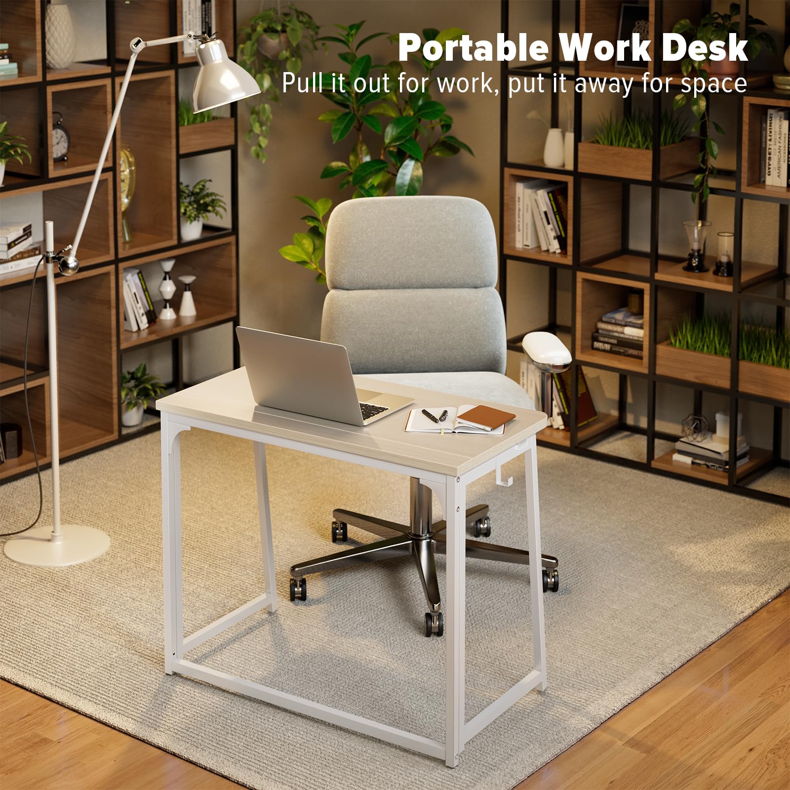 WOHOMO Folding Computer Desk, Small Writing Foldable Desk, Space-Saving Laptop Table, Easy Assemble Workstation for Home Office
