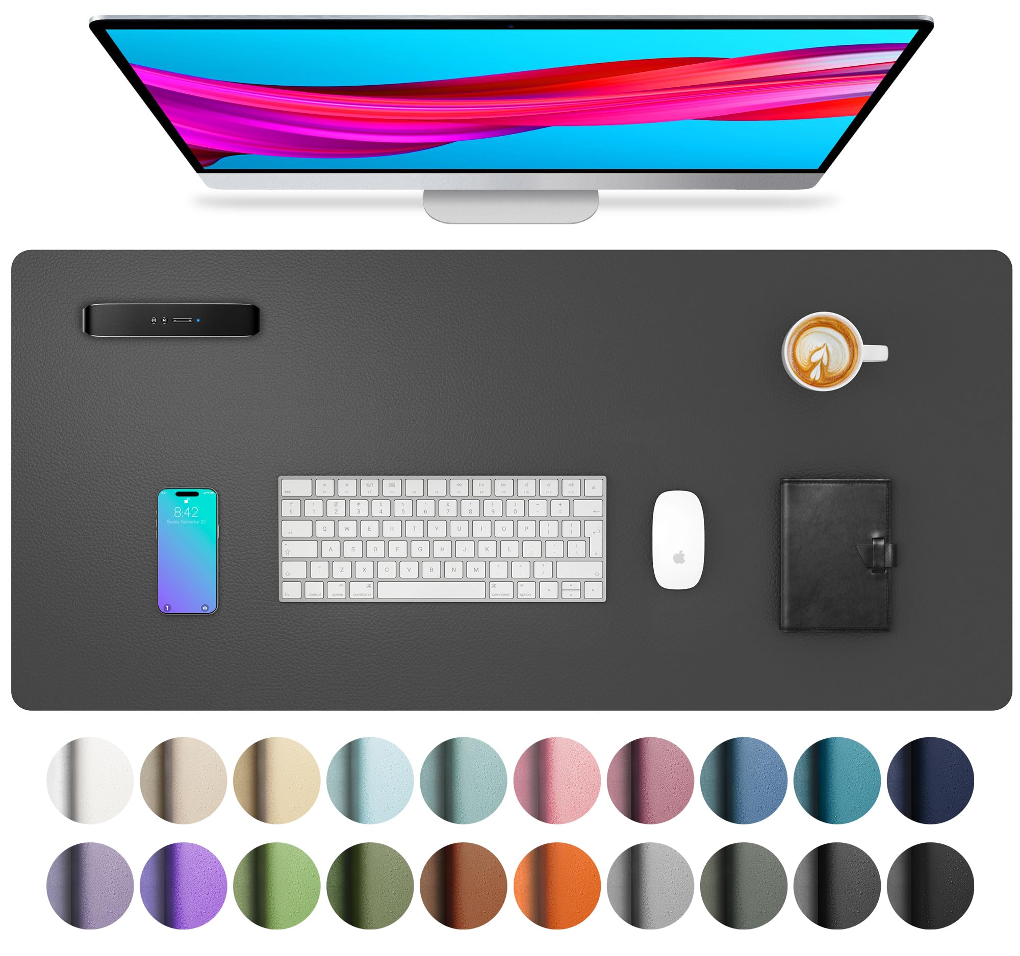 Leather Desk Pad Protector,Mouse Pad,Office Desk Mat,Non-Slip PU Leather Desk Blotter,Laptop Desk Pad,Waterproof Desk Writing Pad for Office and Home