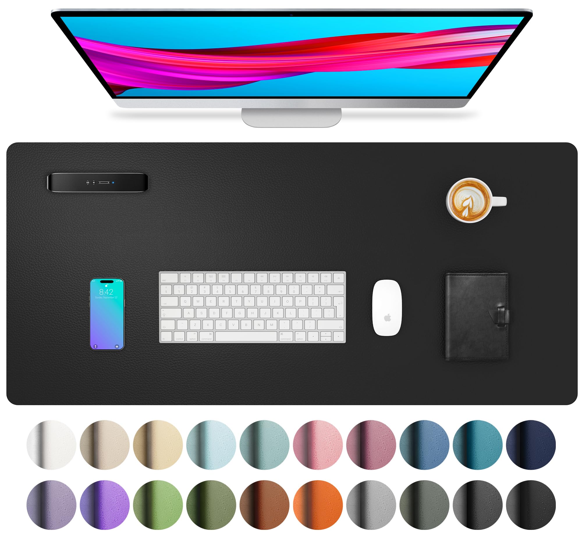 Leather Desk Pad Protector,Mouse Pad,Office Desk Mat,Non-Slip PU Leather Desk Blotter,Laptop Desk Pad,Waterproof Desk Writing Pad for Office and Home