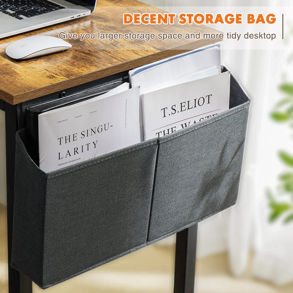 Sweetcrispy 63 Inch Writing Desks Large Desk Study Table Modern Simple Style Work Table with Storage Bag and Iron Hook Wooden Desk for Home