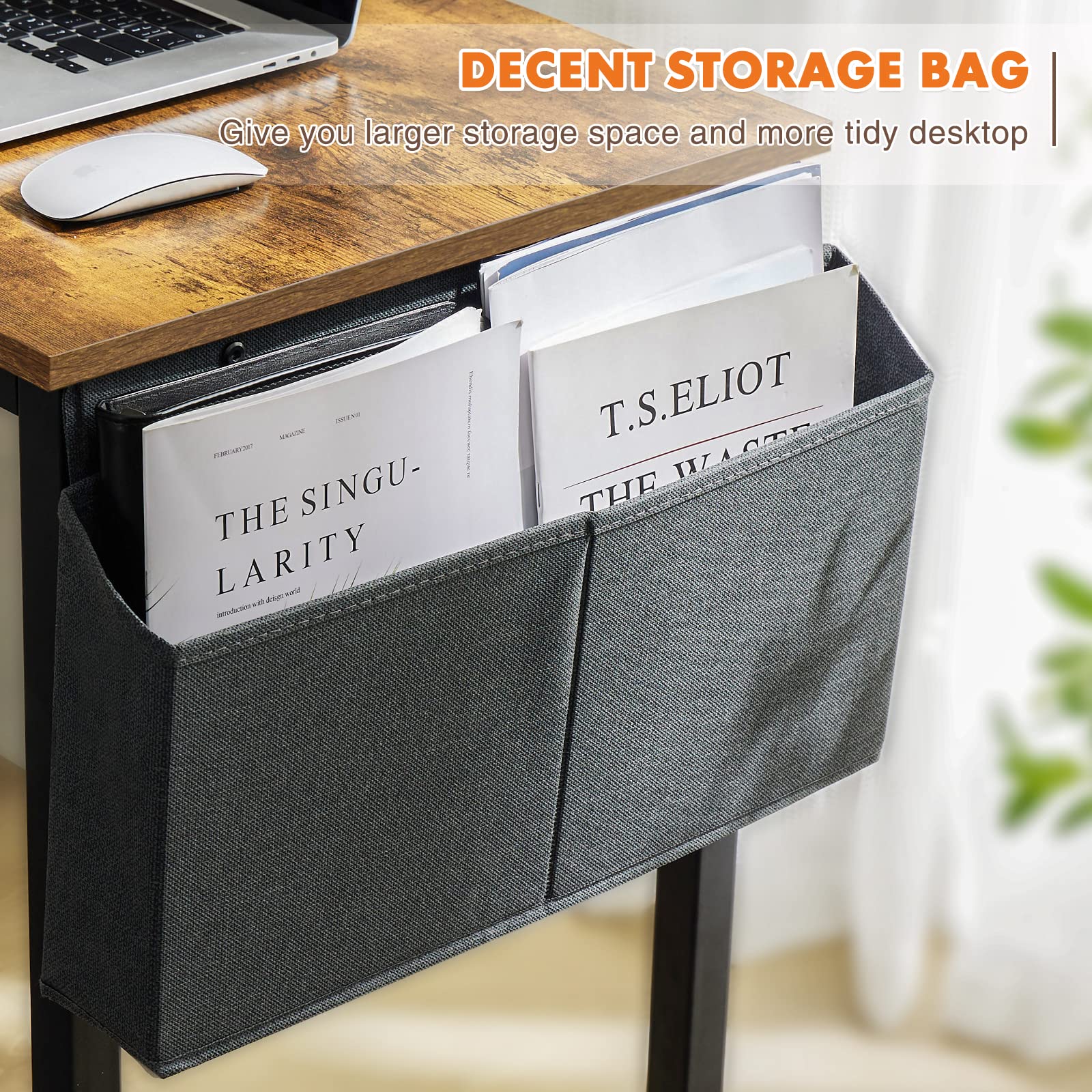 Sweetcrispy 63 Inch Writing Desks Large Desk Study Table Modern Simple Style Work Table with Storage Bag and Iron Hook Wooden Desk for Home