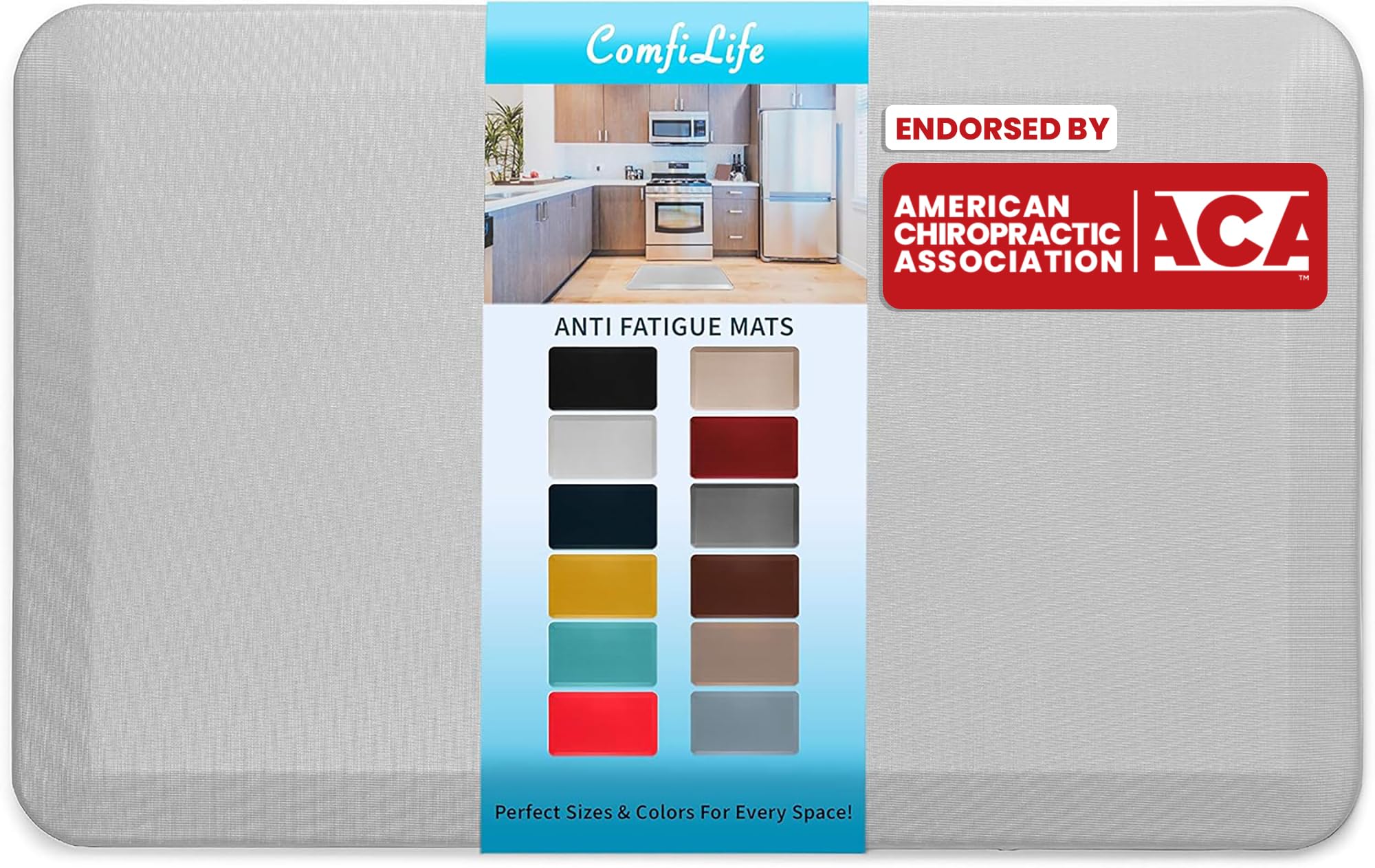ComfiLife Anti Fatigue Floor Mat – 3/4 Inch Thick Perfect Kitchen Mat, Standing Desk Mat – Kitchen Rug – Comfort at Home, Office – Durable – Stain Resistant – Non-Slip Bottom