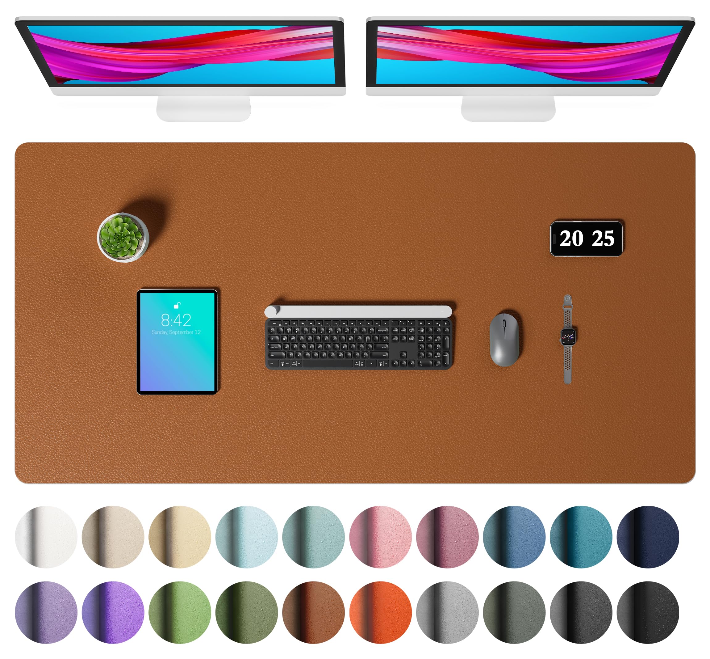 Leather Desk Pad Protector,Mouse Pad,Office Desk Mat,Non-Slip PU Leather Desk Blotter,Laptop Desk Pad,Waterproof Desk Writing Pad for Office and Home