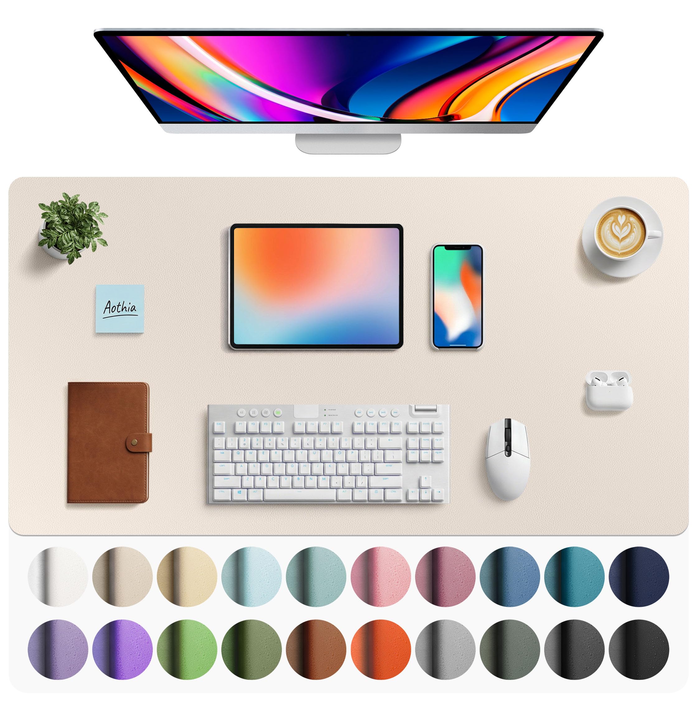 Leather Desk Pad Protector,Mouse Pad,Office Desk Mat,Non-Slip PU Leather Desk Blotter,Laptop Desk Pad,Waterproof Desk Writing Pad for Office and Home