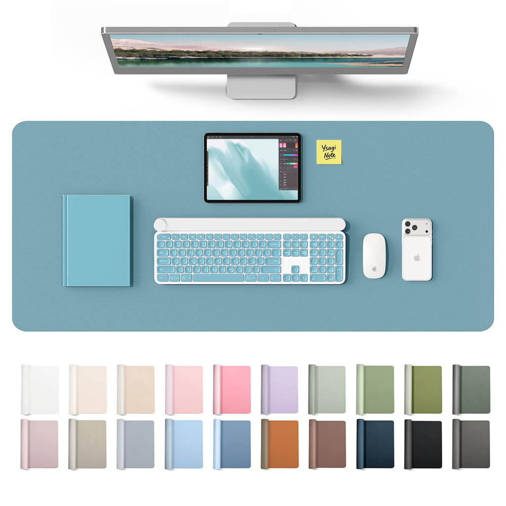YSAGi Leather Desk Mat, Large Mouse Mat, Non-Slip Desk Pad Desk Protector Mat, Waterproof PU Leather Laptop Mat Table Mat Desk Writing Pad for Office and Home