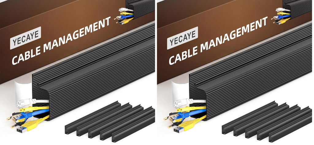 YECAYE Cable Management, Cord Organizer,Easy Install Self-Adhesive Cord Hider, Cable Organizer, Cable Hider for Office Organization,Child & Pet Proof, Black