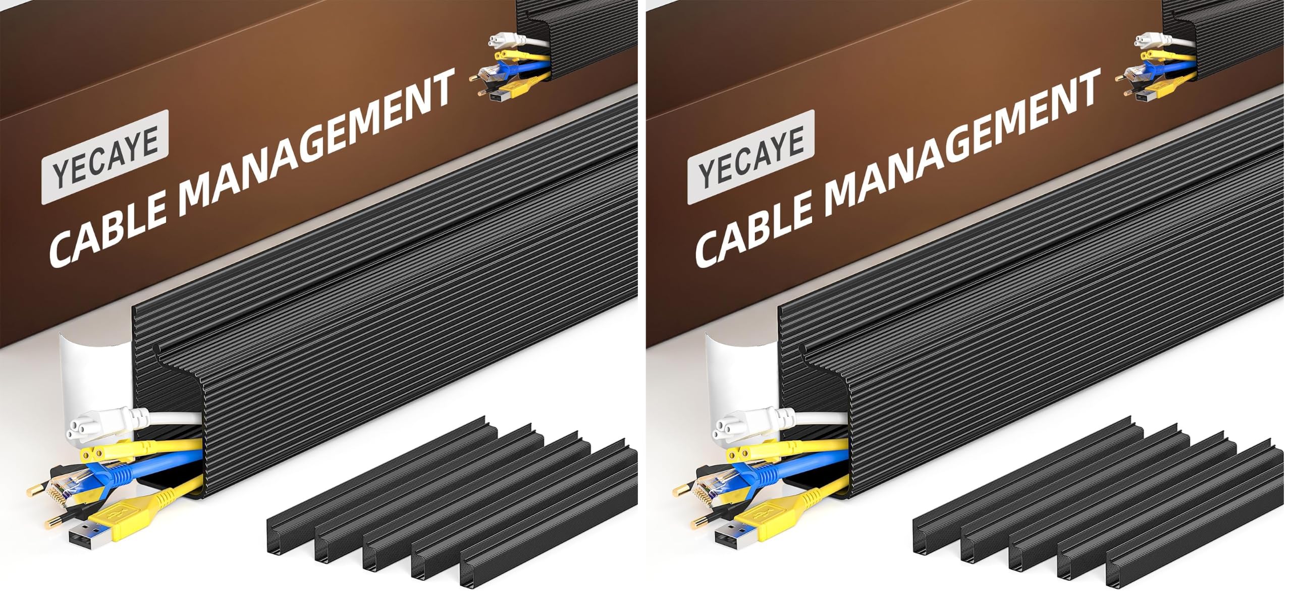 YECAYE Cable Management, Cord Organizer,Easy Install Self-Adhesive Cord Hider, Cable Organizer, Cable Hider for Office Organization,Child & Pet Proof, Black