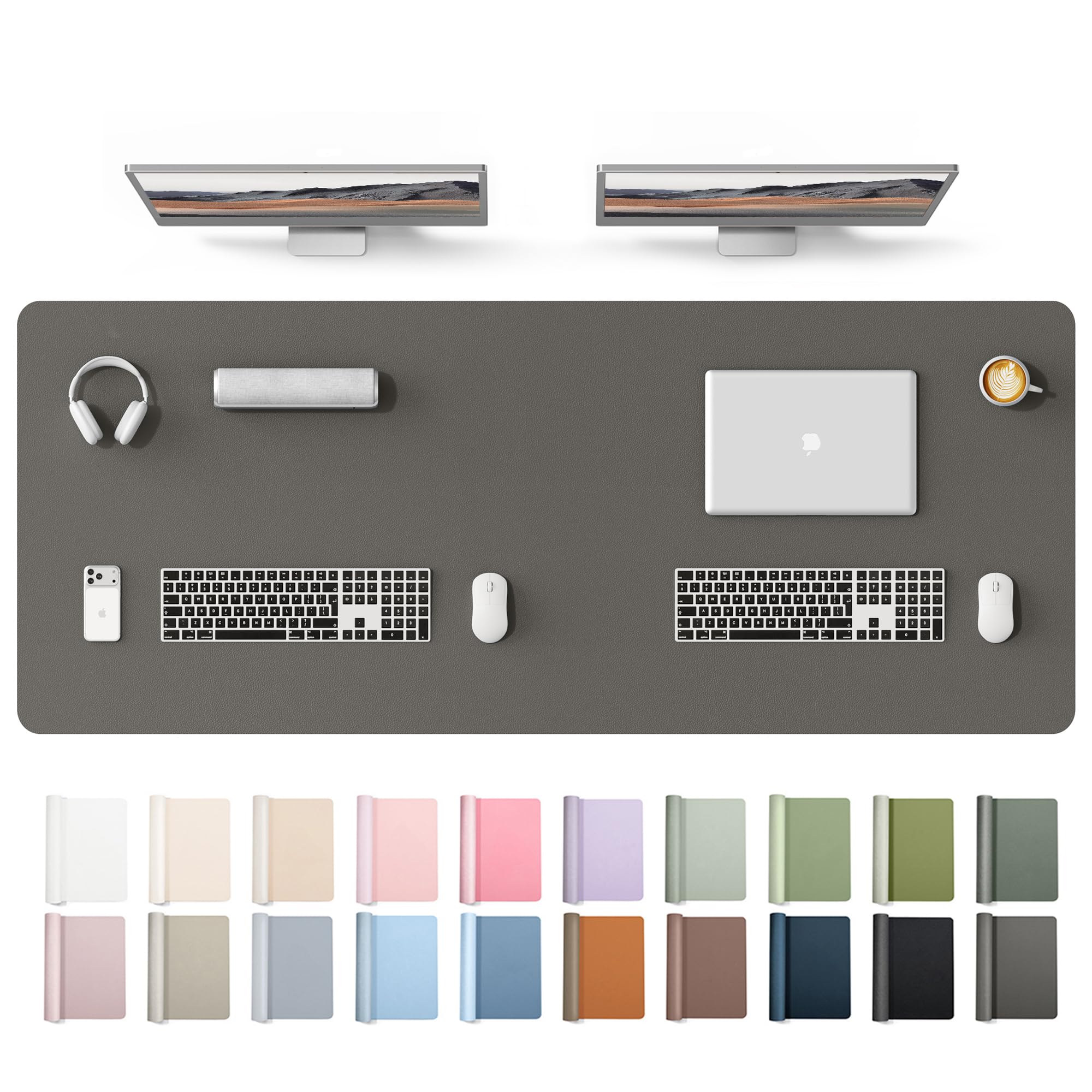 YSAGi Leather Desk Mat, Large Mouse Mat, Non-Slip Desk Pad Desk Protector Mat, Waterproof PU Leather Laptop Mat Table Mat Desk Writing Pad for Office and Home