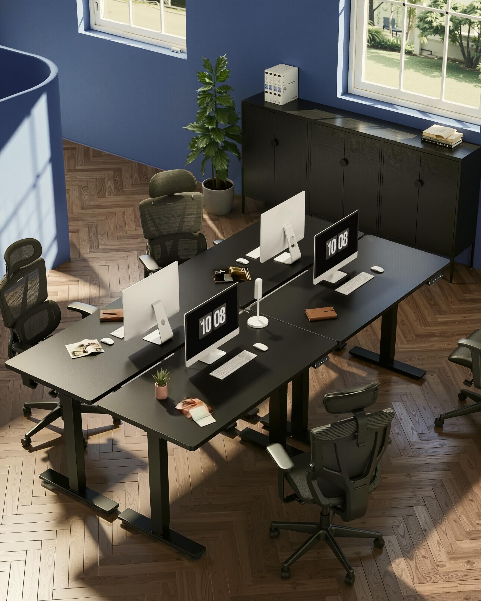 FLEXISPOT EN1 One-Piece Standing Desk, Electric Adjustable with 4 Memory Presets, 176 LBS Capacity, Stable & Quiet, Seamless Desktop for Home Office & Dual Monitors