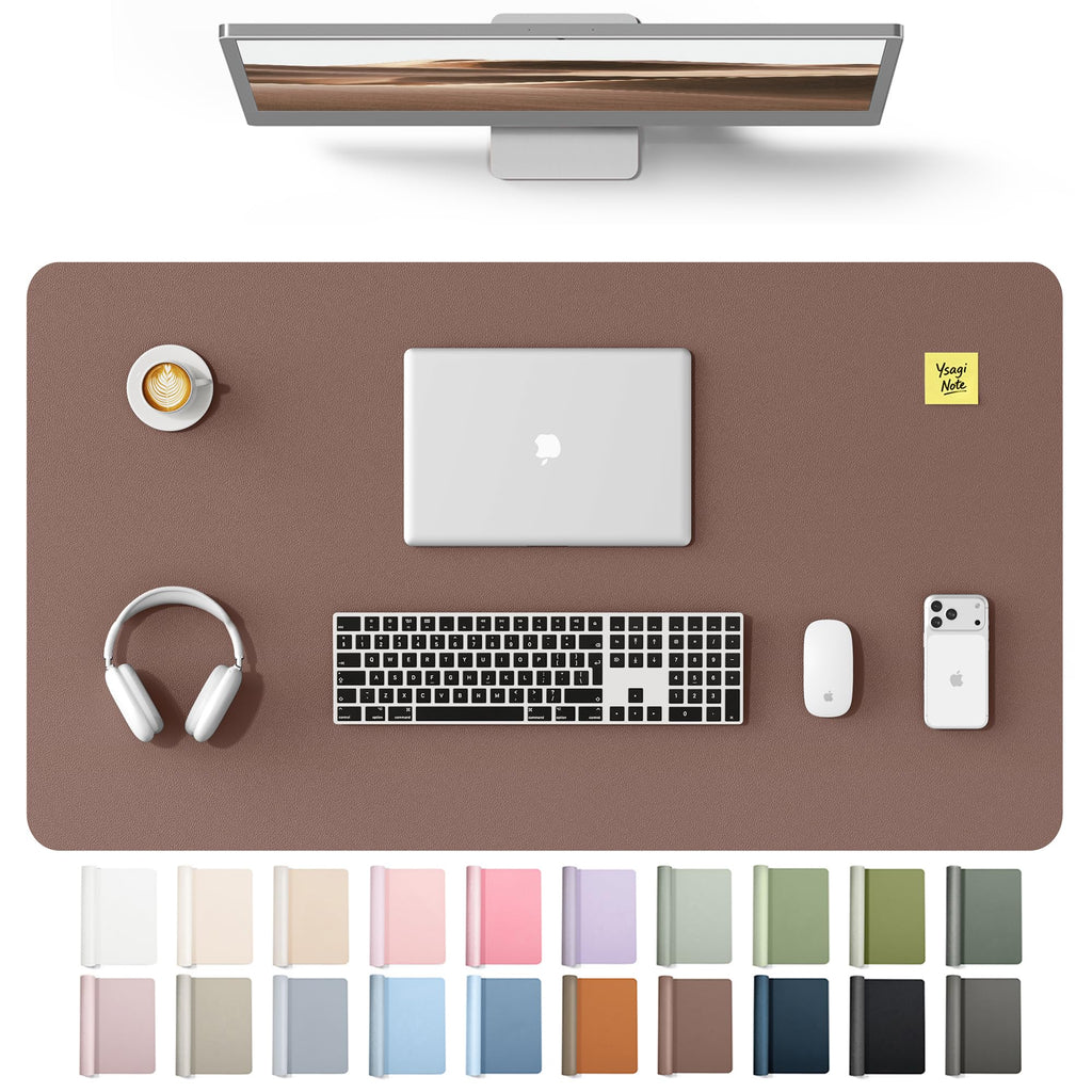 YSAGi Leather Desk Mat, Large Mouse Mat, Non-Slip Desk Pad Desk Protector Mat, Waterproof PU Leather Laptop Mat Table Mat Desk Writing Pad for Office and Home