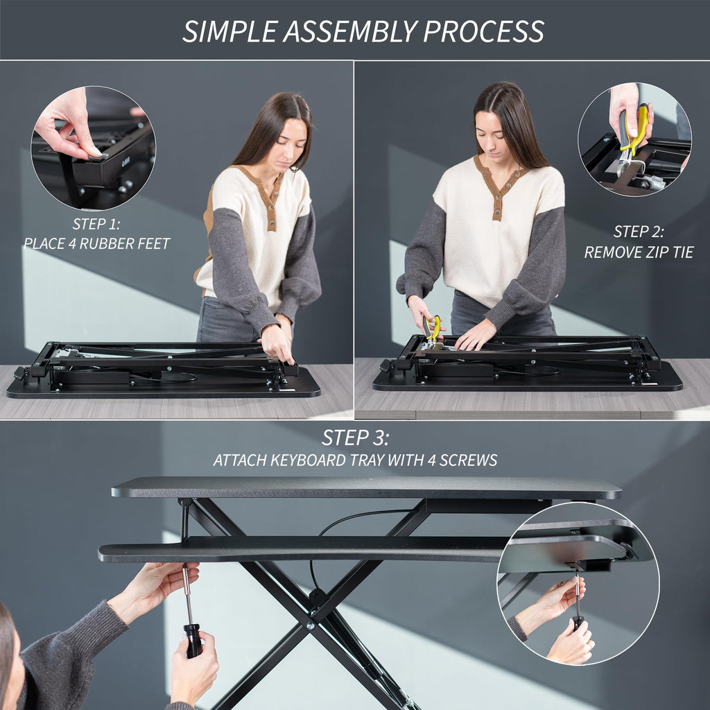VIVO Desk Converter, K Series, Height Adjustable Sit to Stand Riser, Dual Monitor and Laptop Workstation with Wide Keyboard Tray