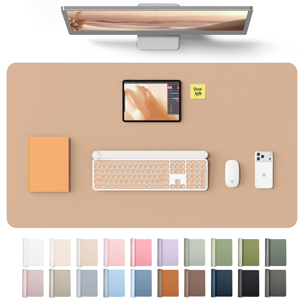 YSAGi Leather Desk Mat, Large Mouse Mat, Non-Slip Desk Pad Desk Protector Mat, Waterproof PU Leather Laptop Mat Table Mat Desk Writing Pad for Office and Home