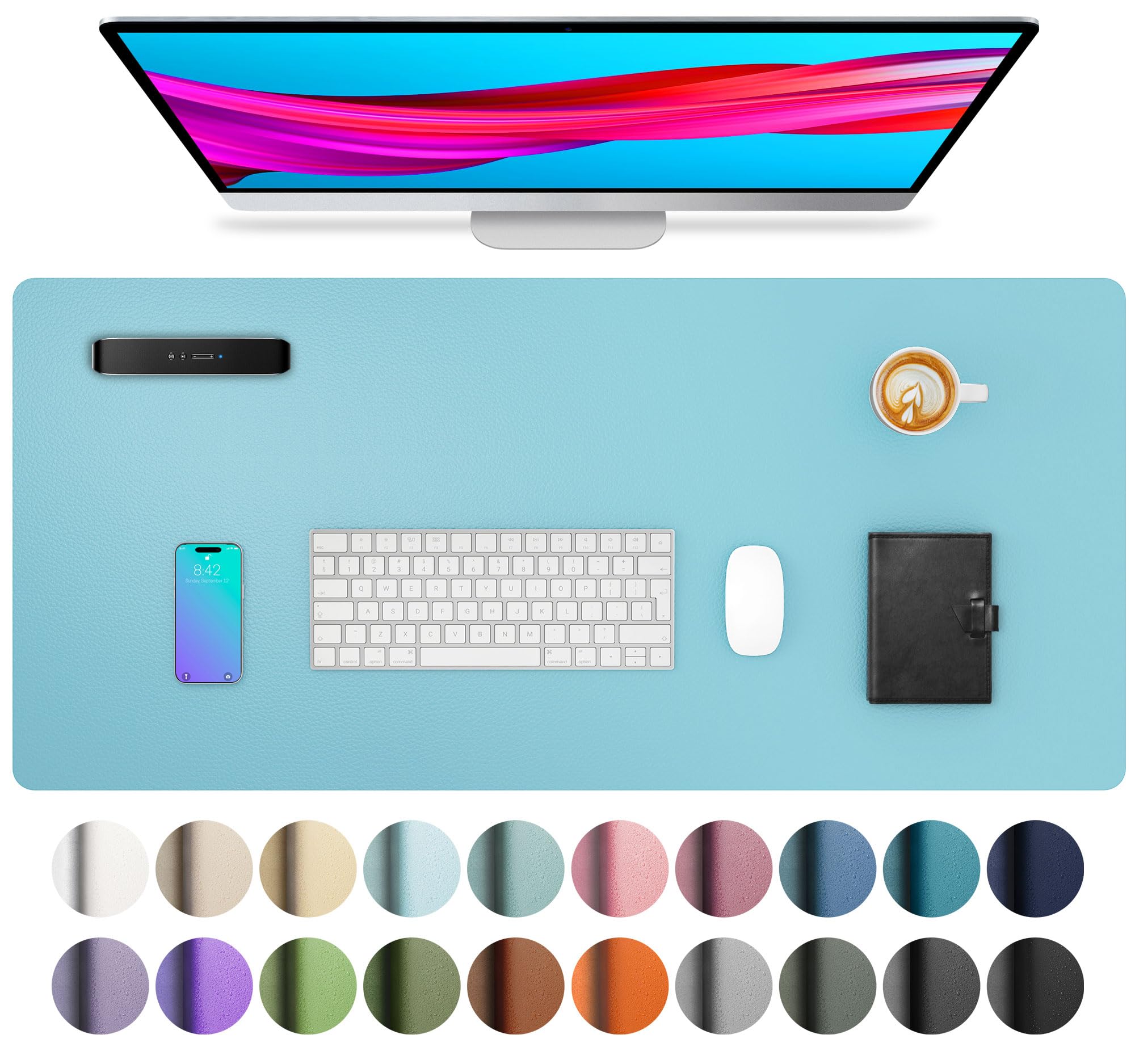 Leather Desk Pad Protector,Mouse Pad,Office Desk Mat,Non-Slip PU Leather Desk Blotter,Laptop Desk Pad,Waterproof Desk Writing Pad for Office and Home