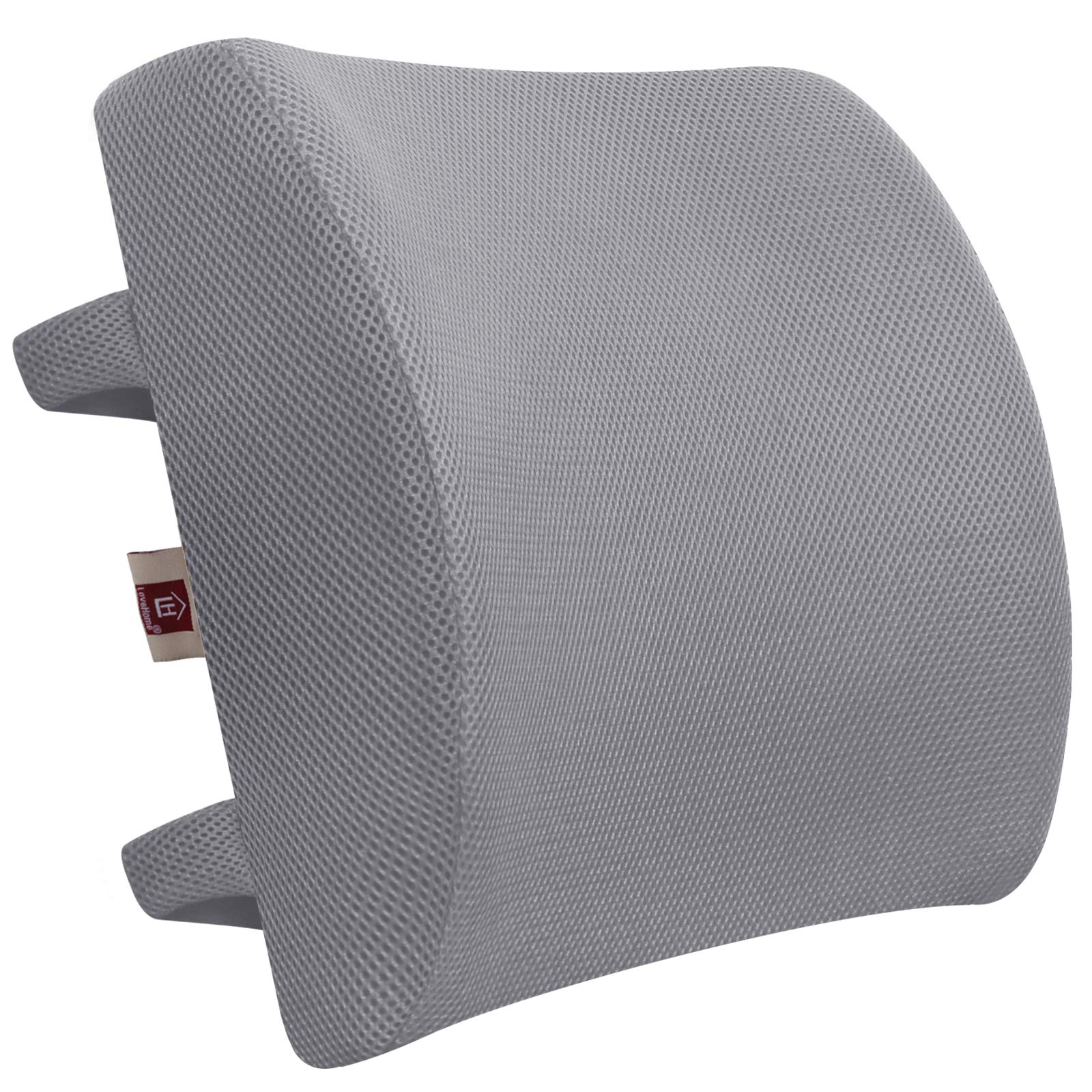 LOVEHOME Lumbar Support Pillow for Chair and Car, Back Support for Office Chair Memory Foam Cushion with Mesh Cover for Back
