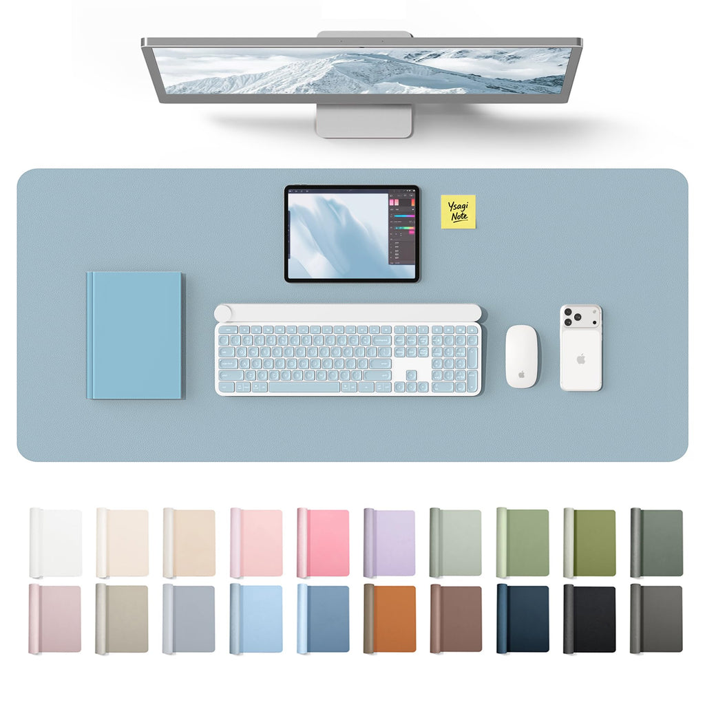 YSAGi Leather Desk Mat, Large Mouse Mat, Non-Slip Desk Pad Desk Protector Mat, Waterproof PU Leather Laptop Mat Table Mat Desk Writing Pad for Office and Home