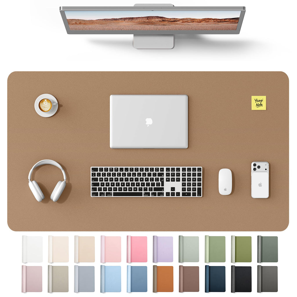 YSAGi Leather Desk Mat, Large Mouse Mat, Non-Slip Desk Pad Desk Protector Mat, Waterproof PU Leather Laptop Mat Table Mat Desk Writing Pad for Office and Home