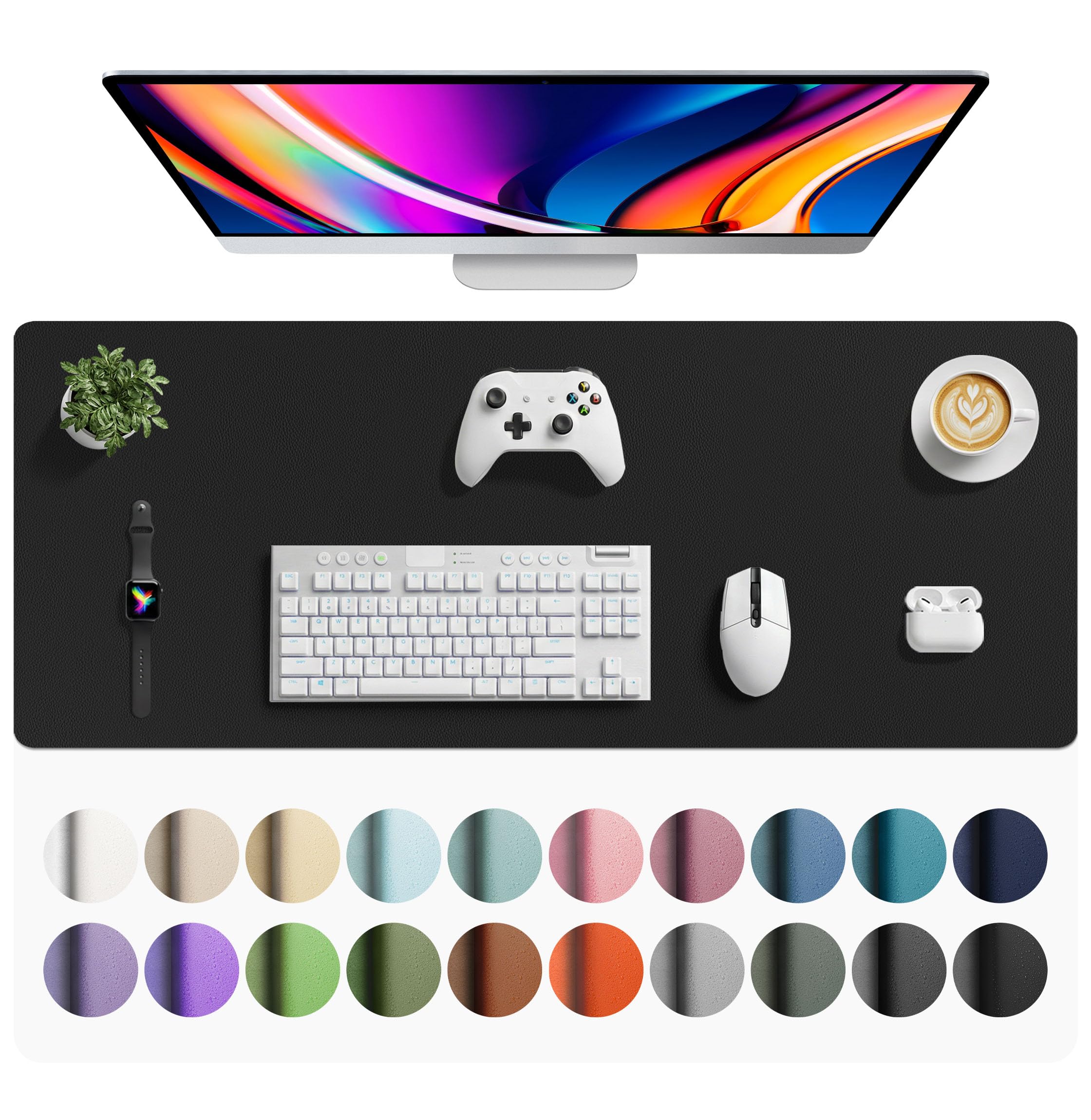 Leather Desk Pad Protector,Mouse Pad,Office Desk Mat,Non-Slip PU Leather Desk Blotter,Laptop Desk Pad,Waterproof Desk Writing Pad for Office and Home