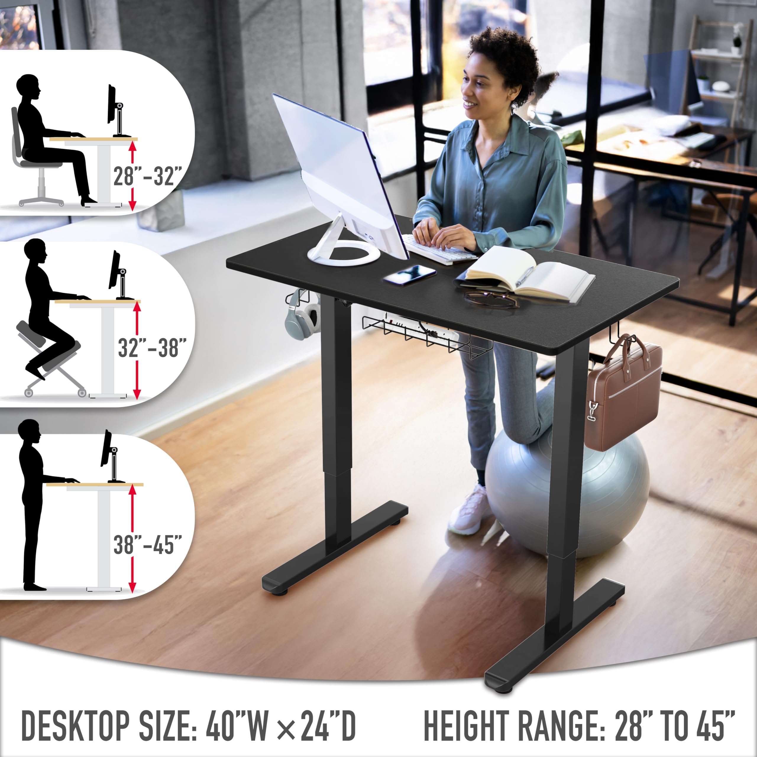 SHW Electric Height Adjustable Standing Desk