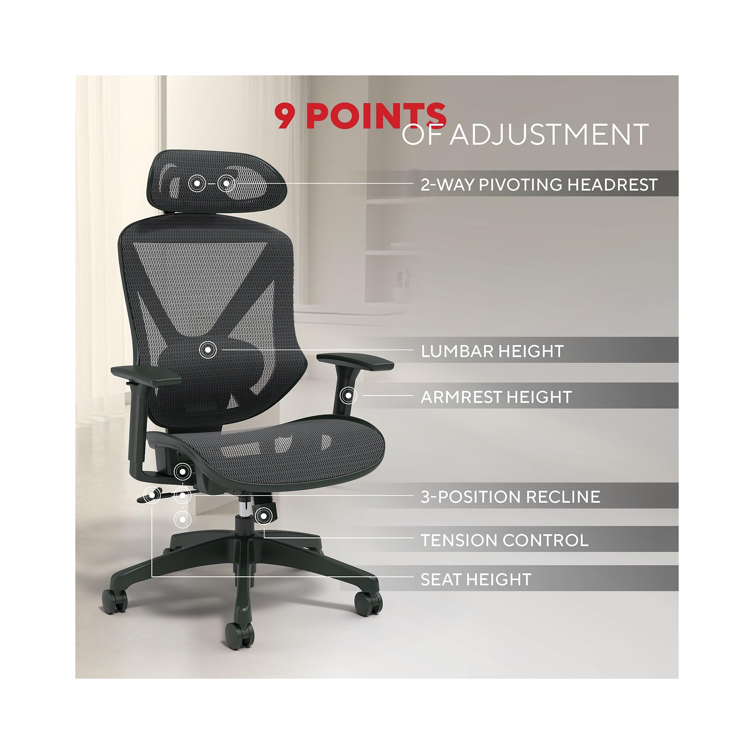 STAPLES Dexley Ergonomic Mesh Swivel Task Chair (Parent)