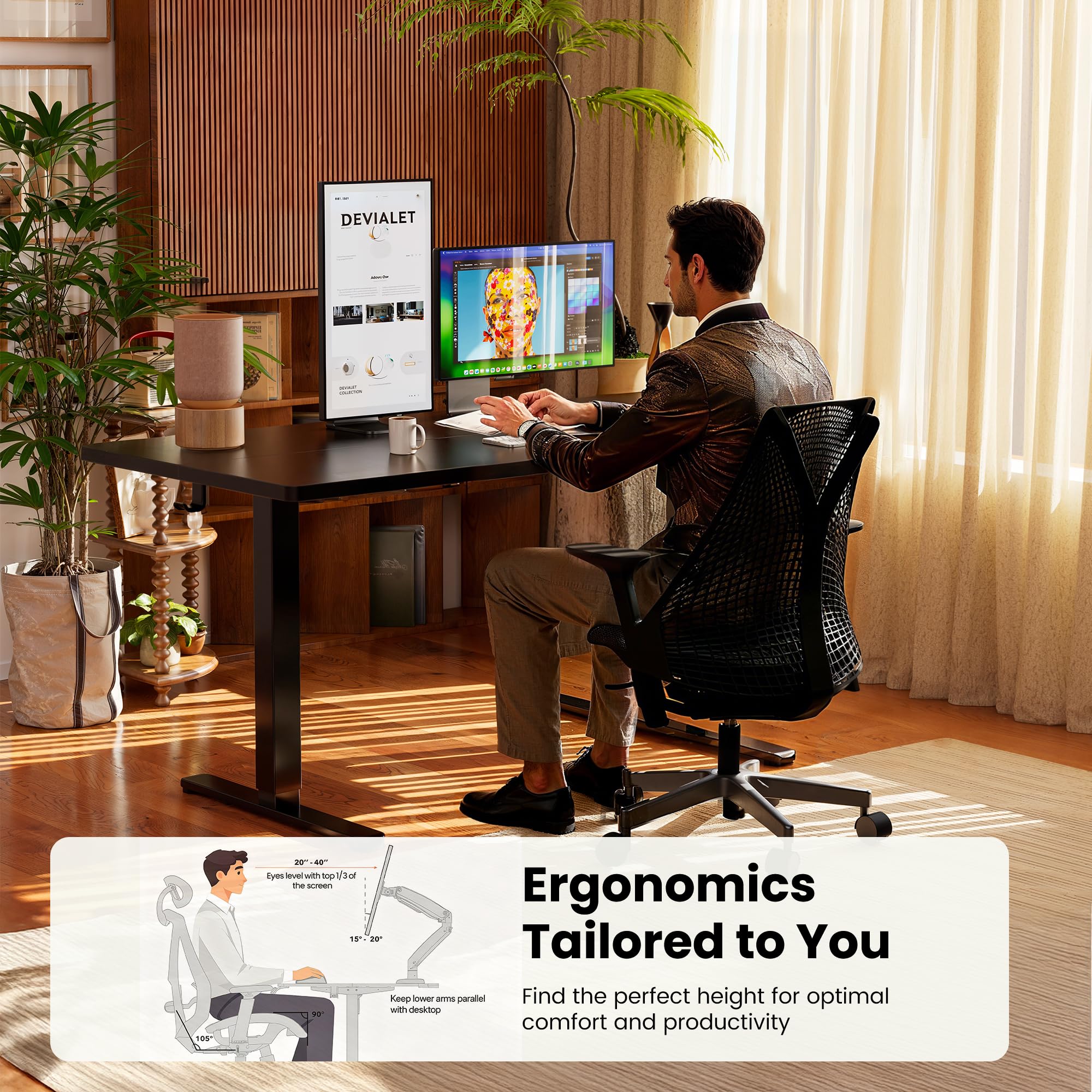 ErGear Height Adjustable Electric Standing Desk, Sit Stand up Desk, Memory Computer Home Office Desk