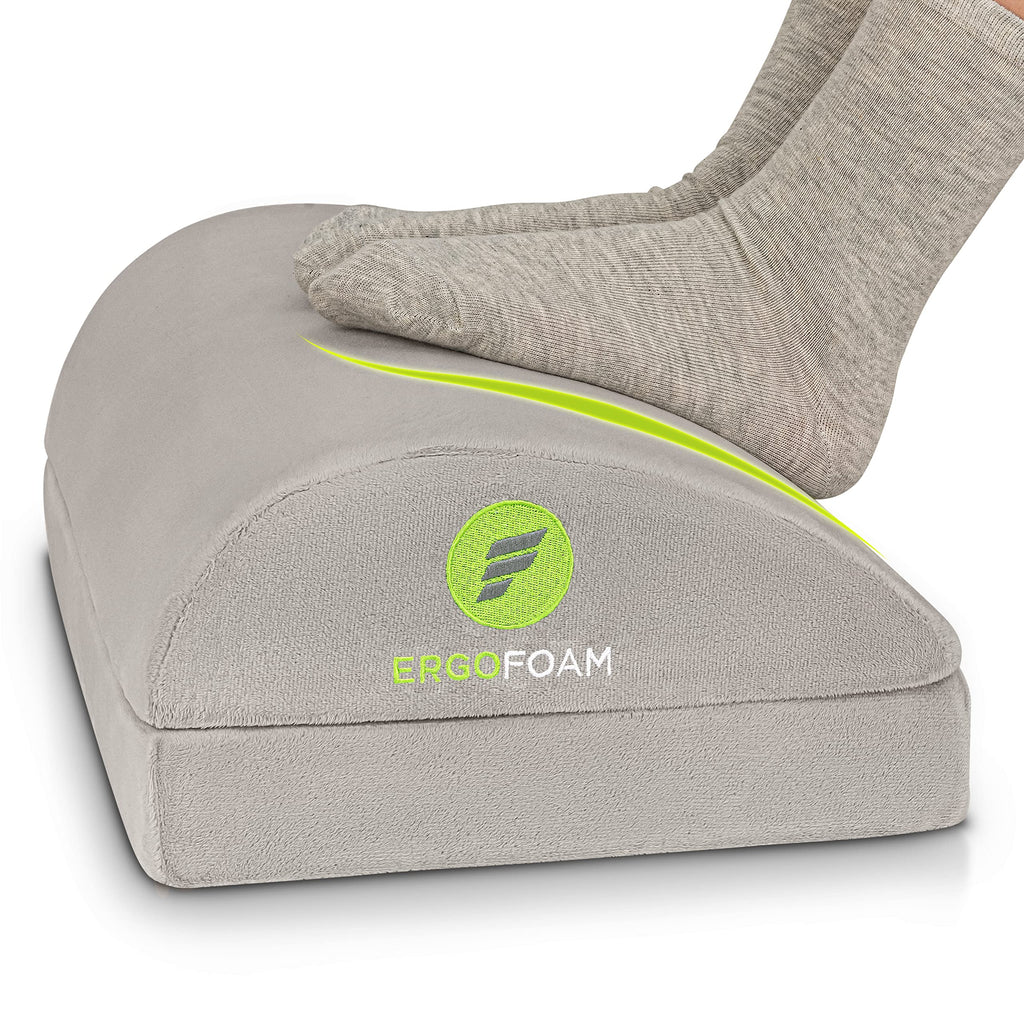 ErgoFoam Foot Rest for Under Desk - Chiropractor-Endorsed Orthopedic Teardrop Design - 2-in-1 Adjustable Premium Footrest for Work - Ergonomic for Lumbar, Back, Knee Pain