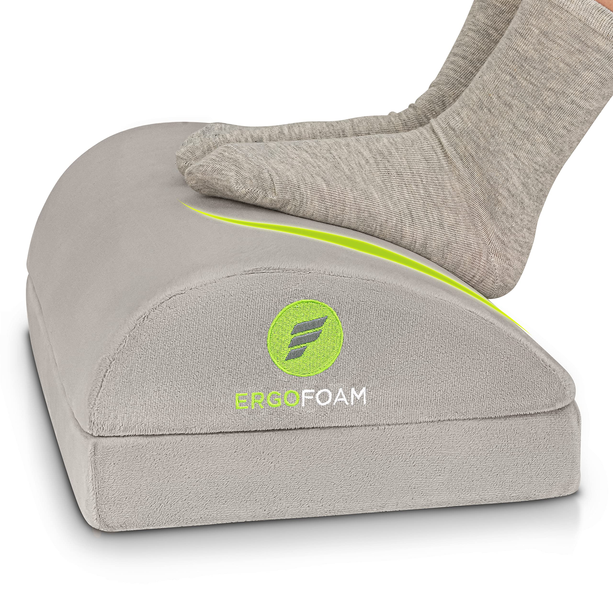 ErgoFoam Foot Rest for Under Desk - Chiropractor-Endorsed Orthopedic Teardrop Design - 2-in-1 Adjustable Premium Footrest for Work - Ergonomic for Lumbar, Back, Knee Pain