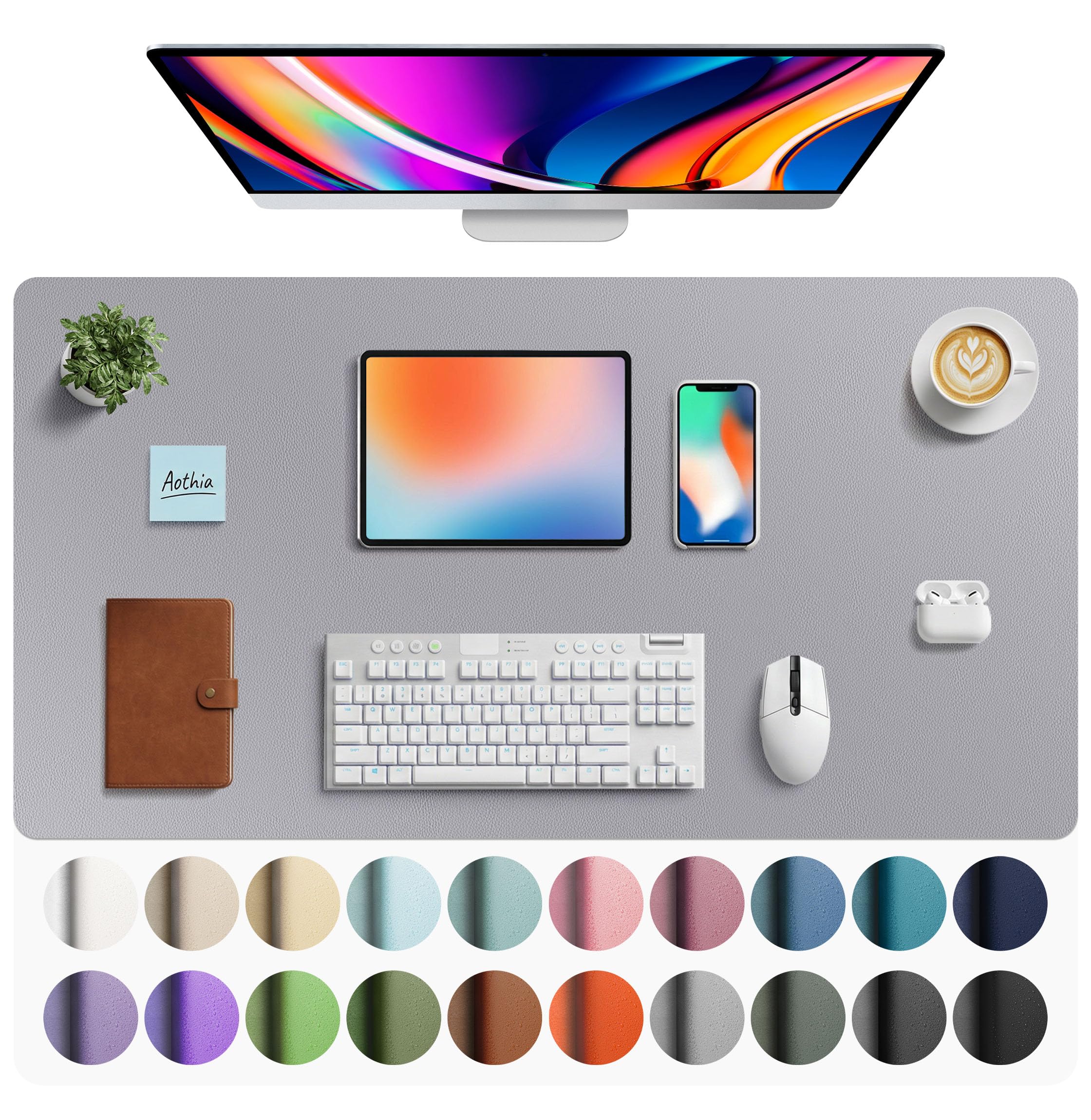 Leather Desk Pad Protector,Mouse Pad,Office Desk Mat,Non-Slip PU Leather Desk Blotter,Laptop Desk Pad,Waterproof Desk Writing Pad for Office and Home