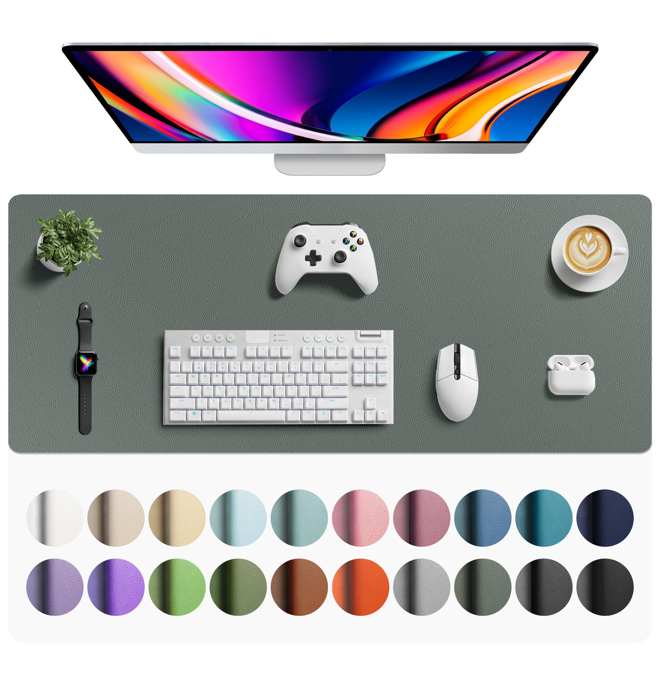 Leather Desk Pad Protector,Mouse Pad,Office Desk Mat,Non-Slip PU Leather Desk Blotter,Laptop Desk Pad,Waterproof Desk Writing Pad for Office and Home