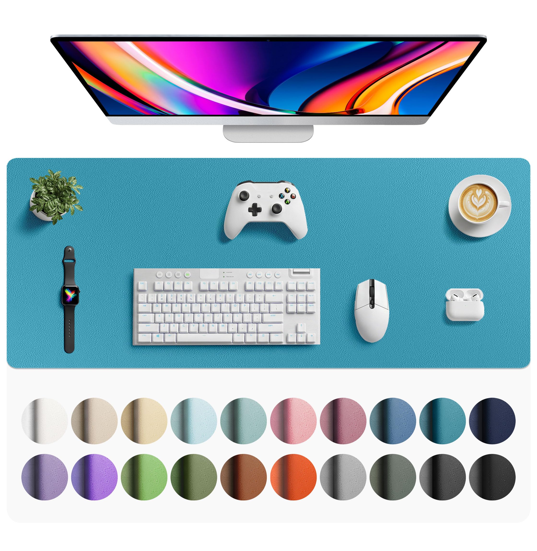Leather Desk Pad Protector,Mouse Pad,Office Desk Mat,Non-Slip PU Leather Desk Blotter,Laptop Desk Pad,Waterproof Desk Writing Pad for Office and Home