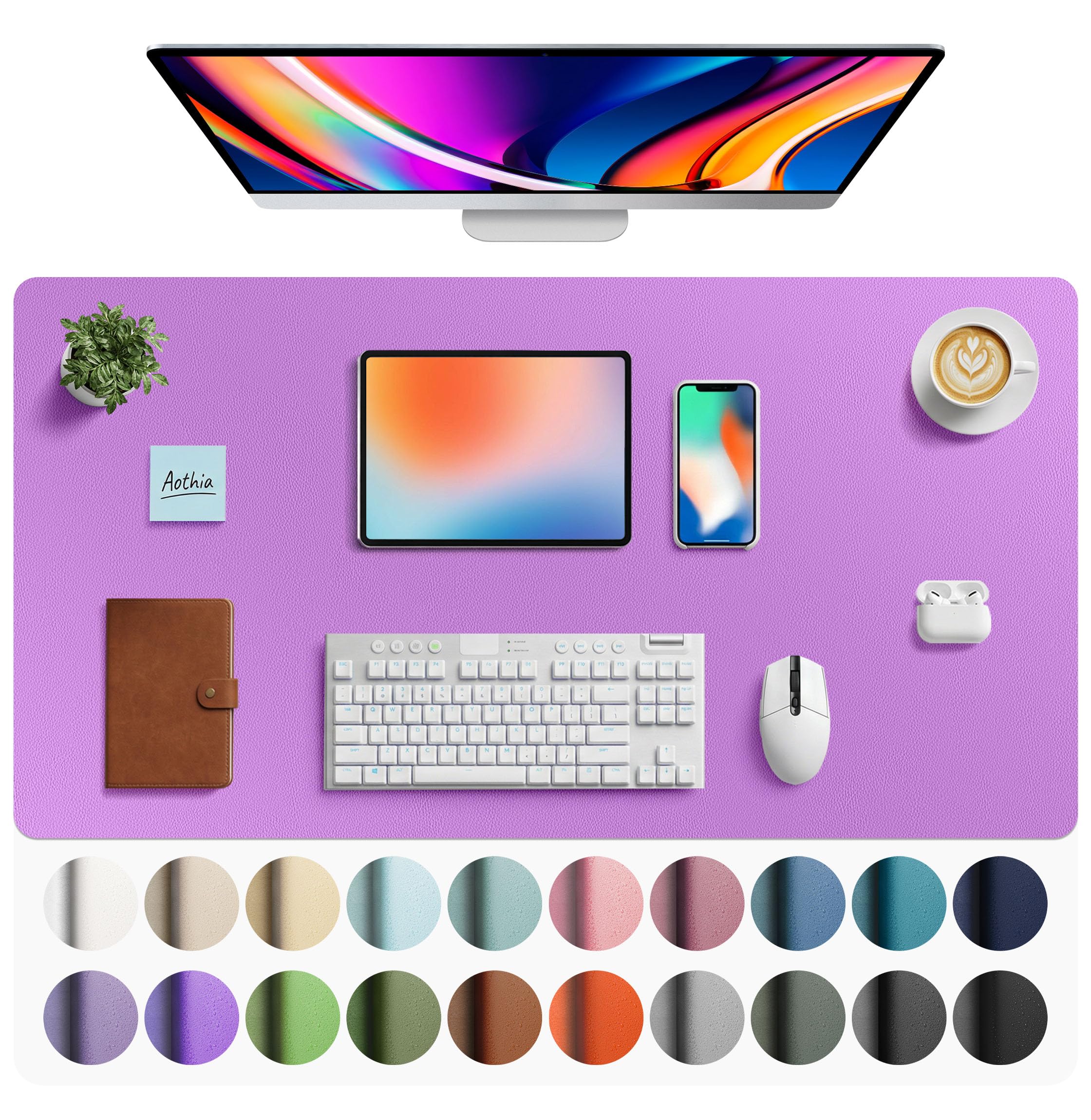 Leather Desk Pad Protector,Mouse Pad,Office Desk Mat,Non-Slip PU Leather Desk Blotter,Laptop Desk Pad,Waterproof Desk Writing Pad for Office and Home