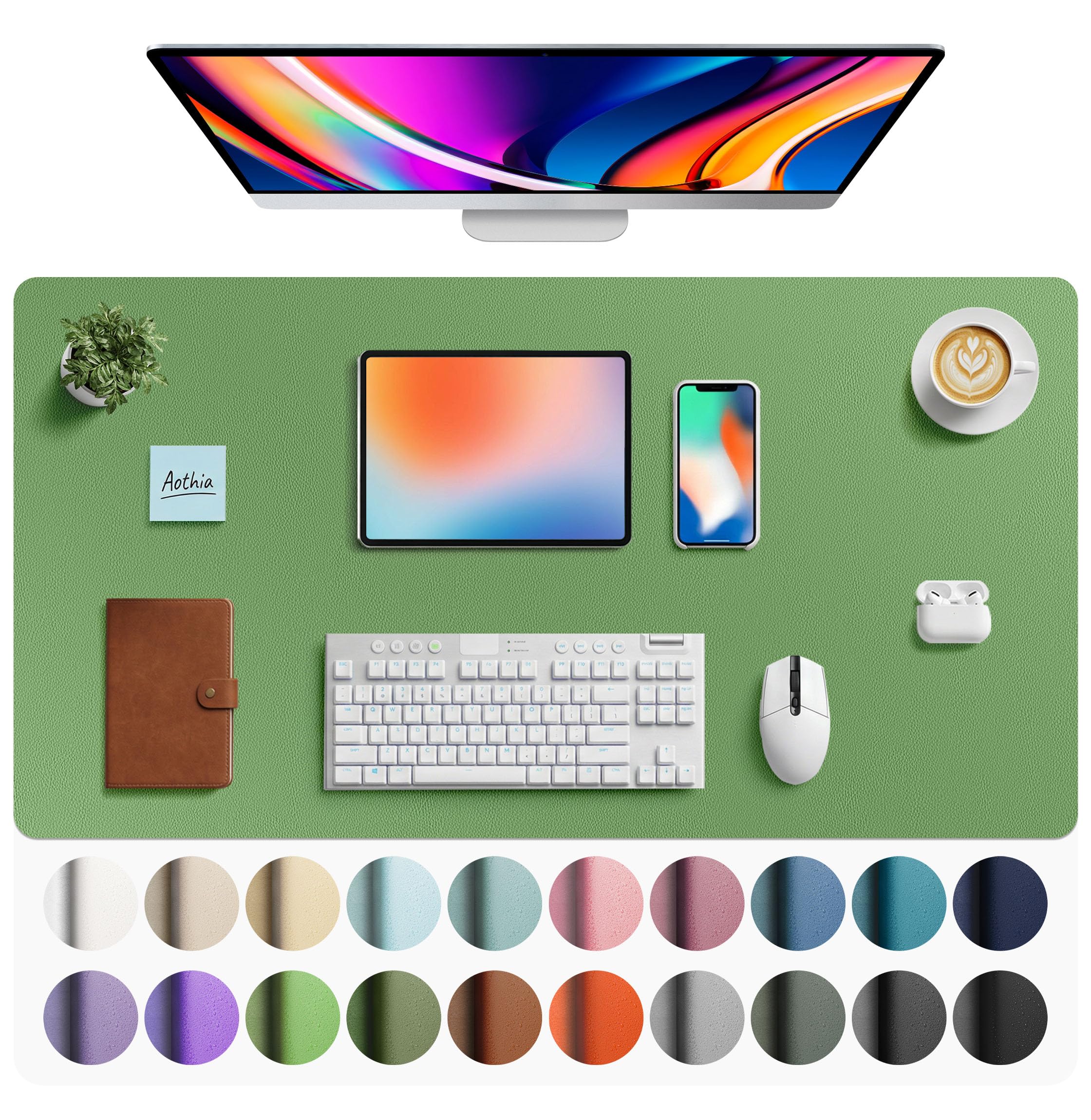 Leather Desk Pad Protector,Mouse Pad,Office Desk Mat,Non-Slip PU Leather Desk Blotter,Laptop Desk Pad,Waterproof Desk Writing Pad for Office and Home