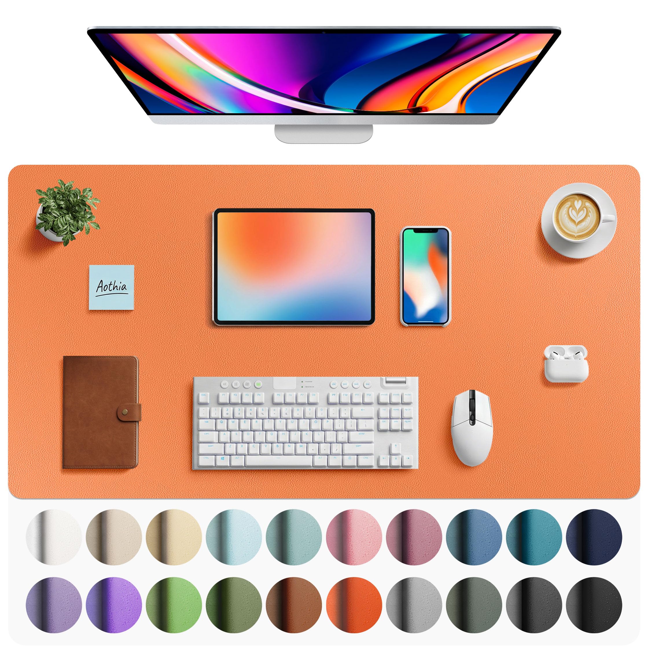 Leather Desk Pad Protector,Mouse Pad,Office Desk Mat,Non-Slip PU Leather Desk Blotter,Laptop Desk Pad,Waterproof Desk Writing Pad for Office and Home