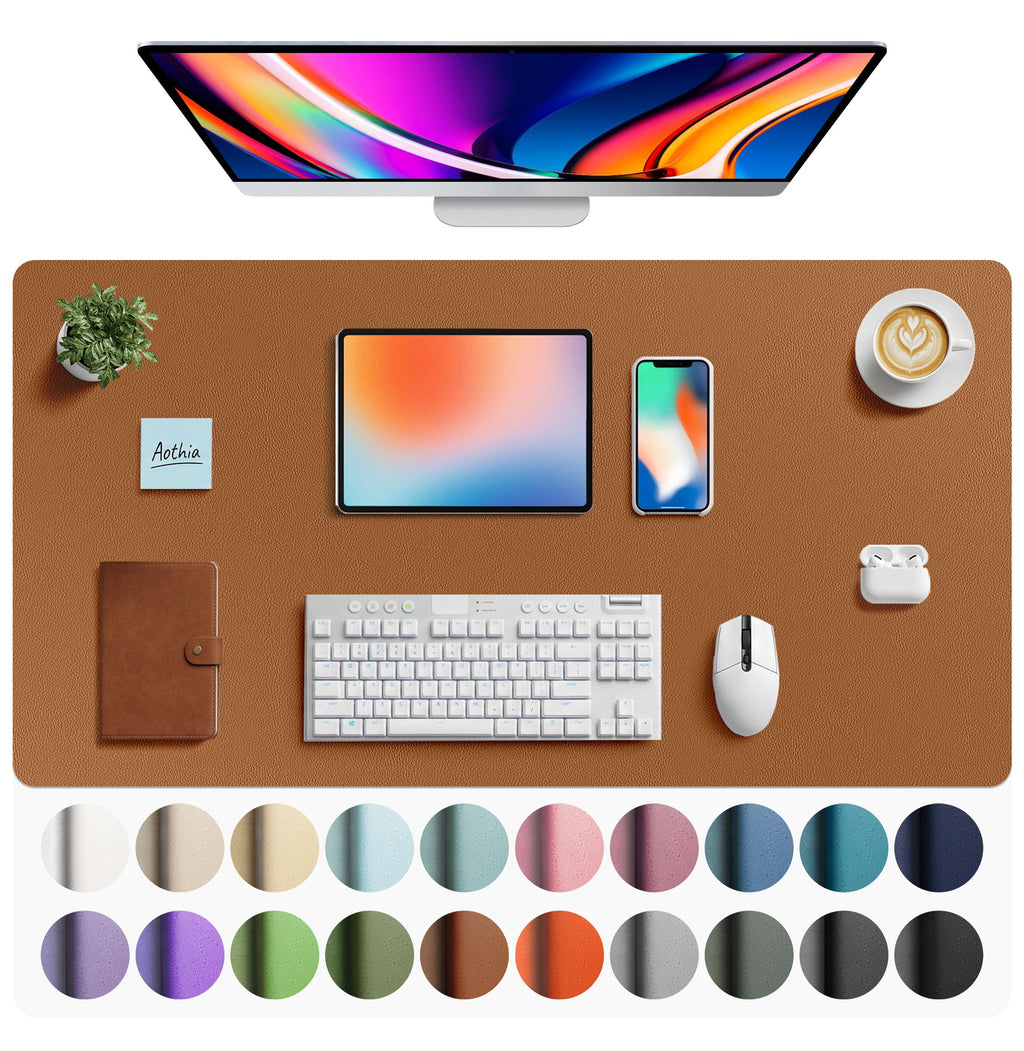 Leather Desk Pad Protector,Mouse Pad,Office Desk Mat,Non-Slip PU Leather Desk Blotter,Laptop Desk Pad,Waterproof Desk Writing Pad for Office and Home