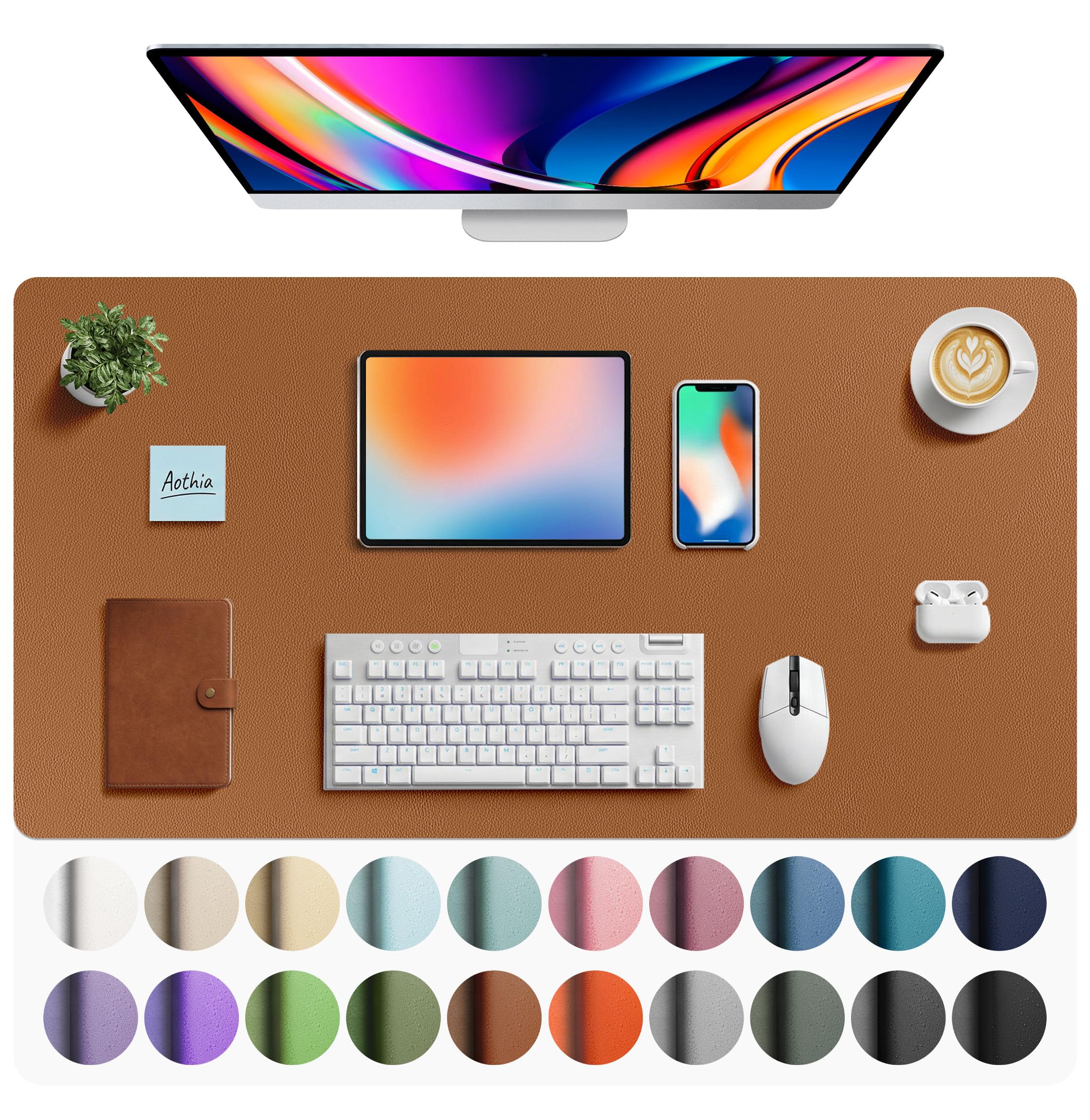 Leather Desk Pad Protector,Mouse Pad,Office Desk Mat,Non-Slip PU Leather Desk Blotter,Laptop Desk Pad,Waterproof Desk Writing Pad for Office and Home