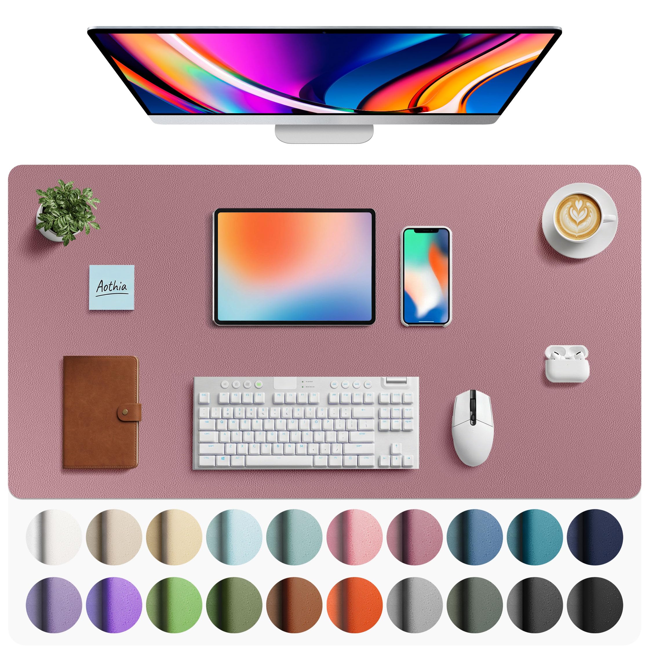 Leather Desk Pad Protector,Mouse Pad,Office Desk Mat,Non-Slip PU Leather Desk Blotter,Laptop Desk Pad,Waterproof Desk Writing Pad for Office and Home