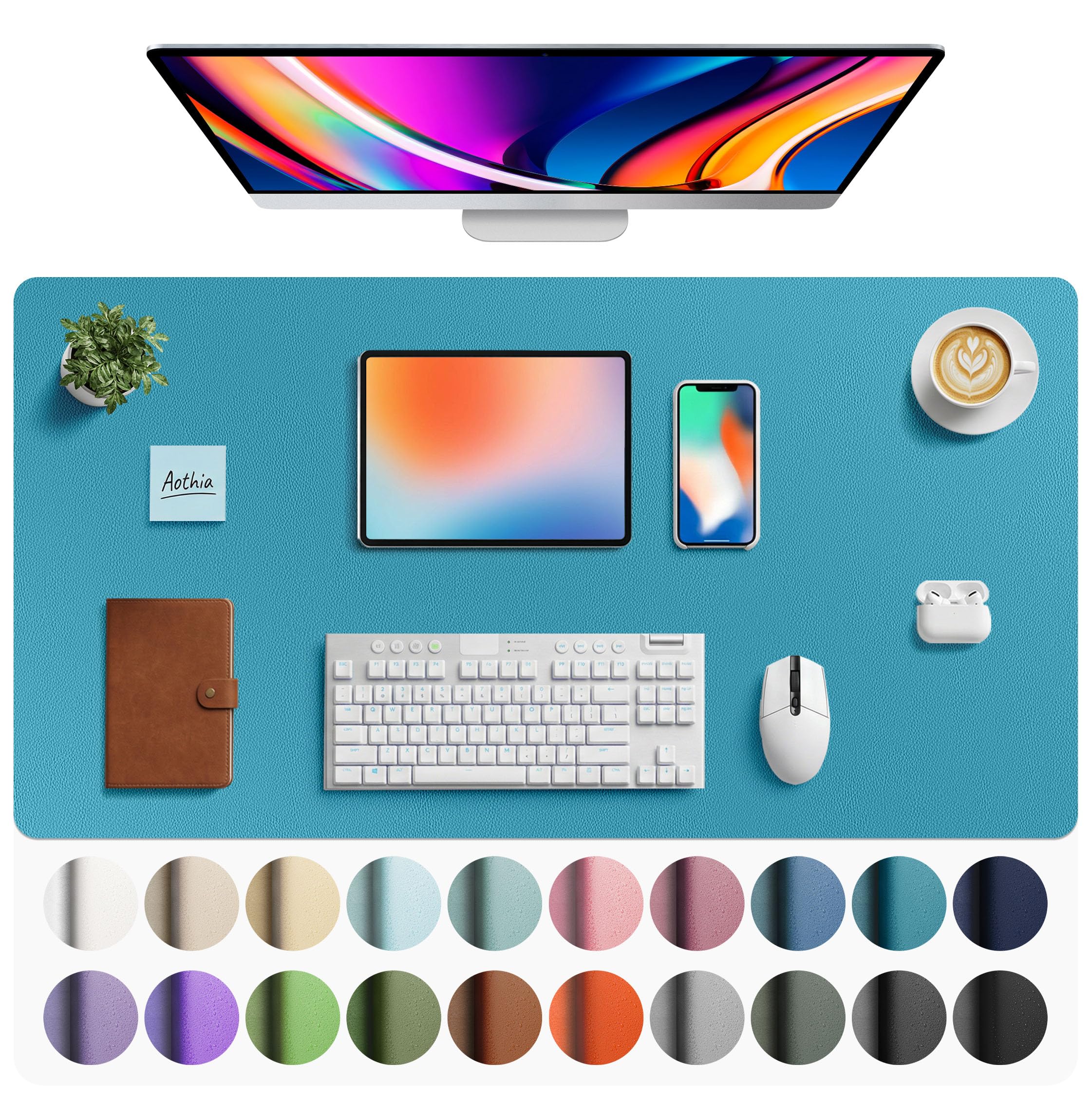 Leather Desk Pad Protector,Mouse Pad,Office Desk Mat,Non-Slip PU Leather Desk Blotter,Laptop Desk Pad,Waterproof Desk Writing Pad for Office and Home