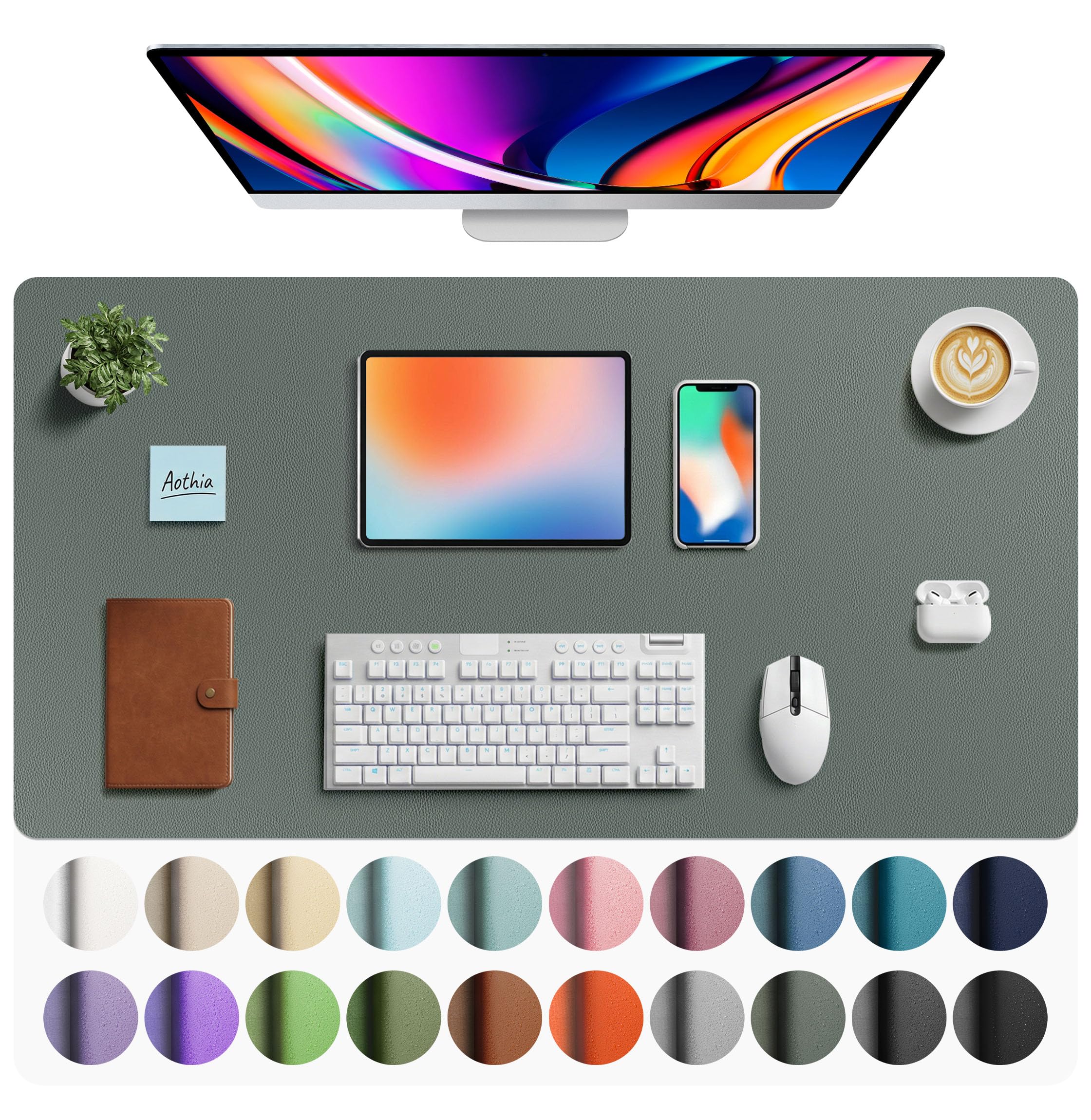 Leather Desk Pad Protector,Mouse Pad,Office Desk Mat,Non-Slip PU Leather Desk Blotter,Laptop Desk Pad,Waterproof Desk Writing Pad for Office and Home