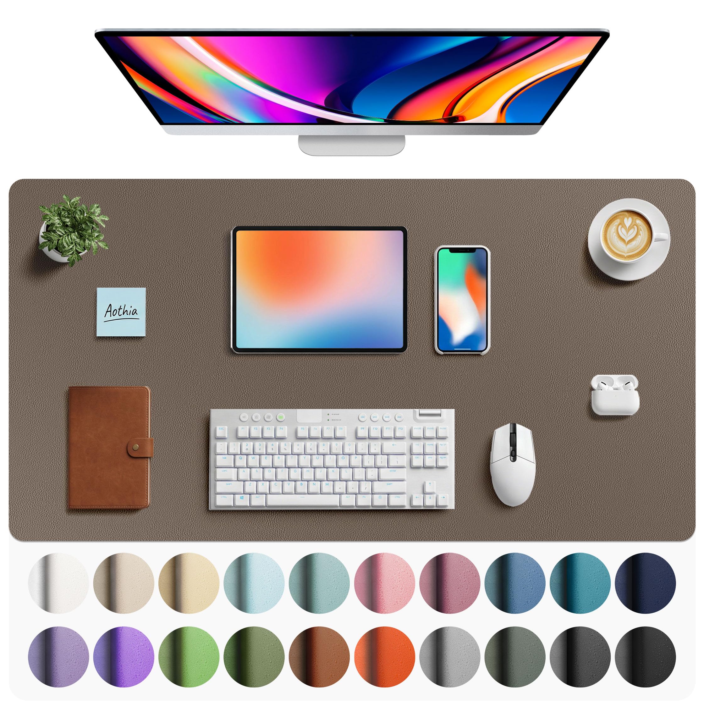 Leather Desk Pad Protector,Mouse Pad,Office Desk Mat,Non-Slip PU Leather Desk Blotter,Laptop Desk Pad,Waterproof Desk Writing Pad for Office and Home
