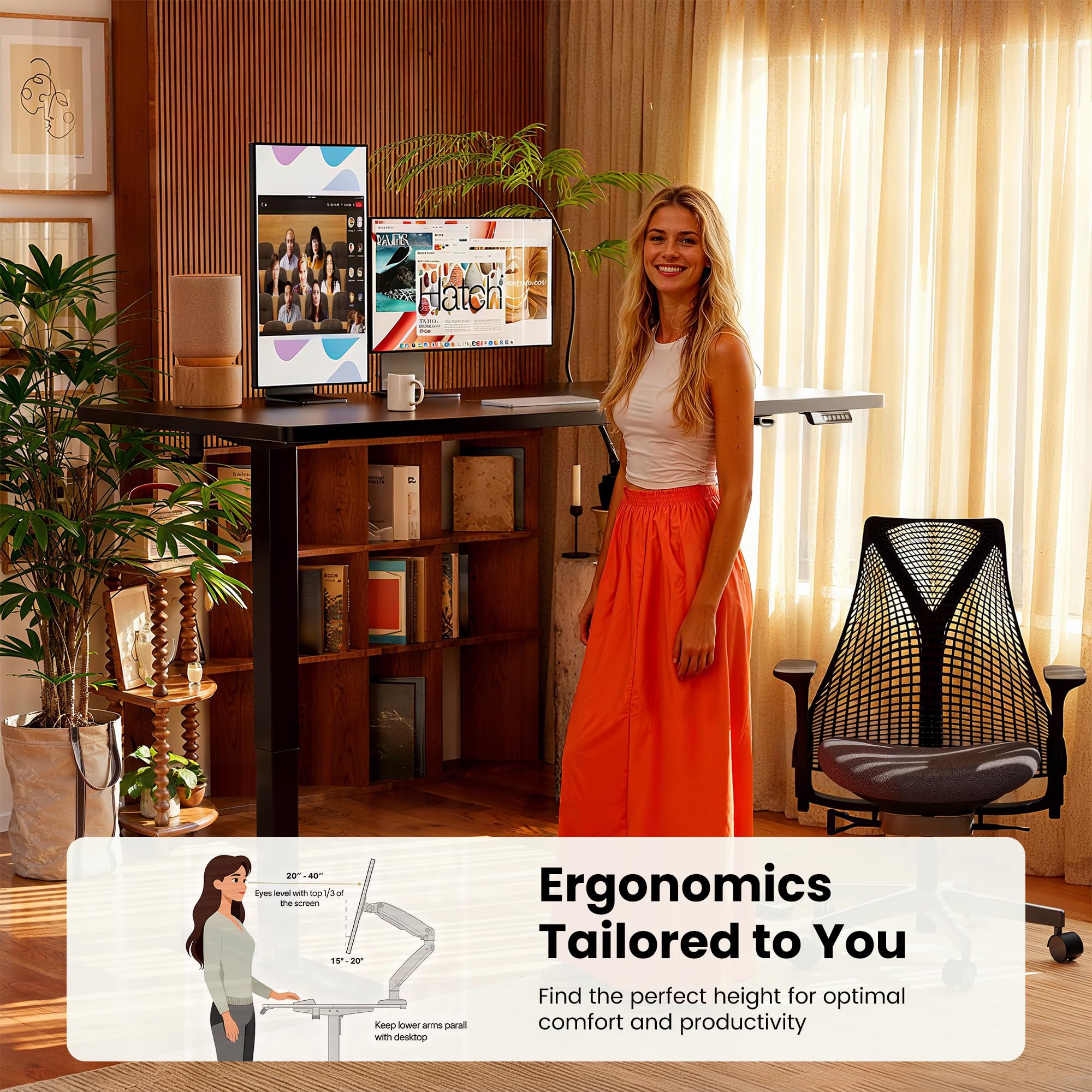 ErGear Height Adjustable Electric Standing Desk, Sit Stand up Desk, Memory Computer Home Office Desk