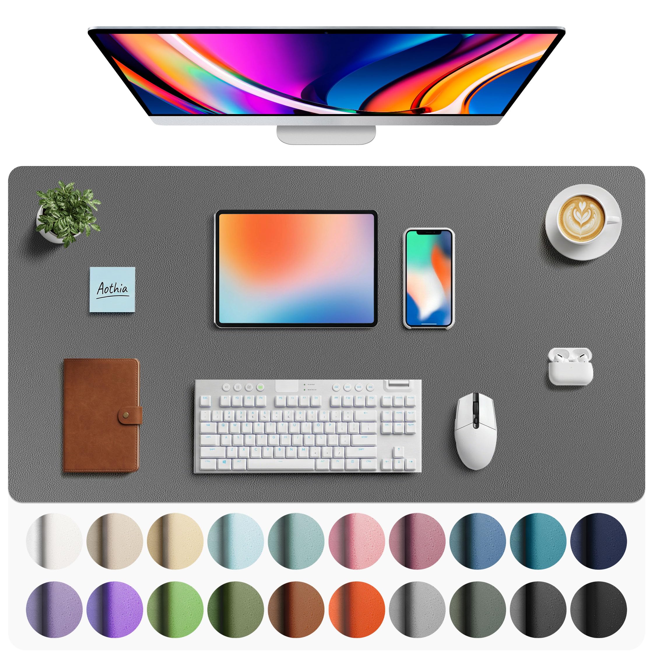 Leather Desk Pad Protector,Mouse Pad,Office Desk Mat,Non-Slip PU Leather Desk Blotter,Laptop Desk Pad,Waterproof Desk Writing Pad for Office and Home