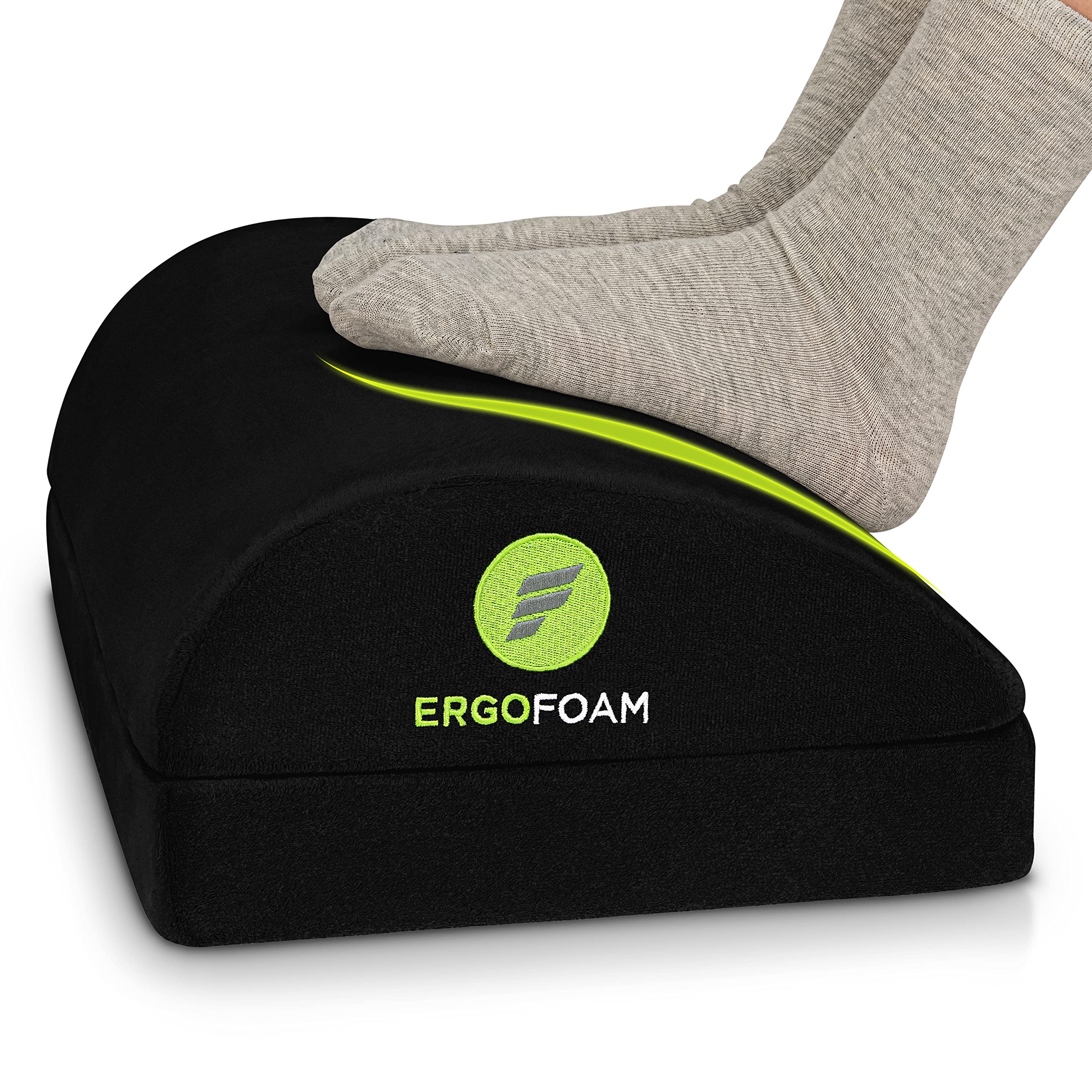 ErgoFoam Foot Rest for Under Desk - Chiropractor-Endorsed Orthopedic Teardrop Design - 2-in-1 Adjustable Premium Footrest for Work - Ergonomic for Lumbar, Back, Knee Pain