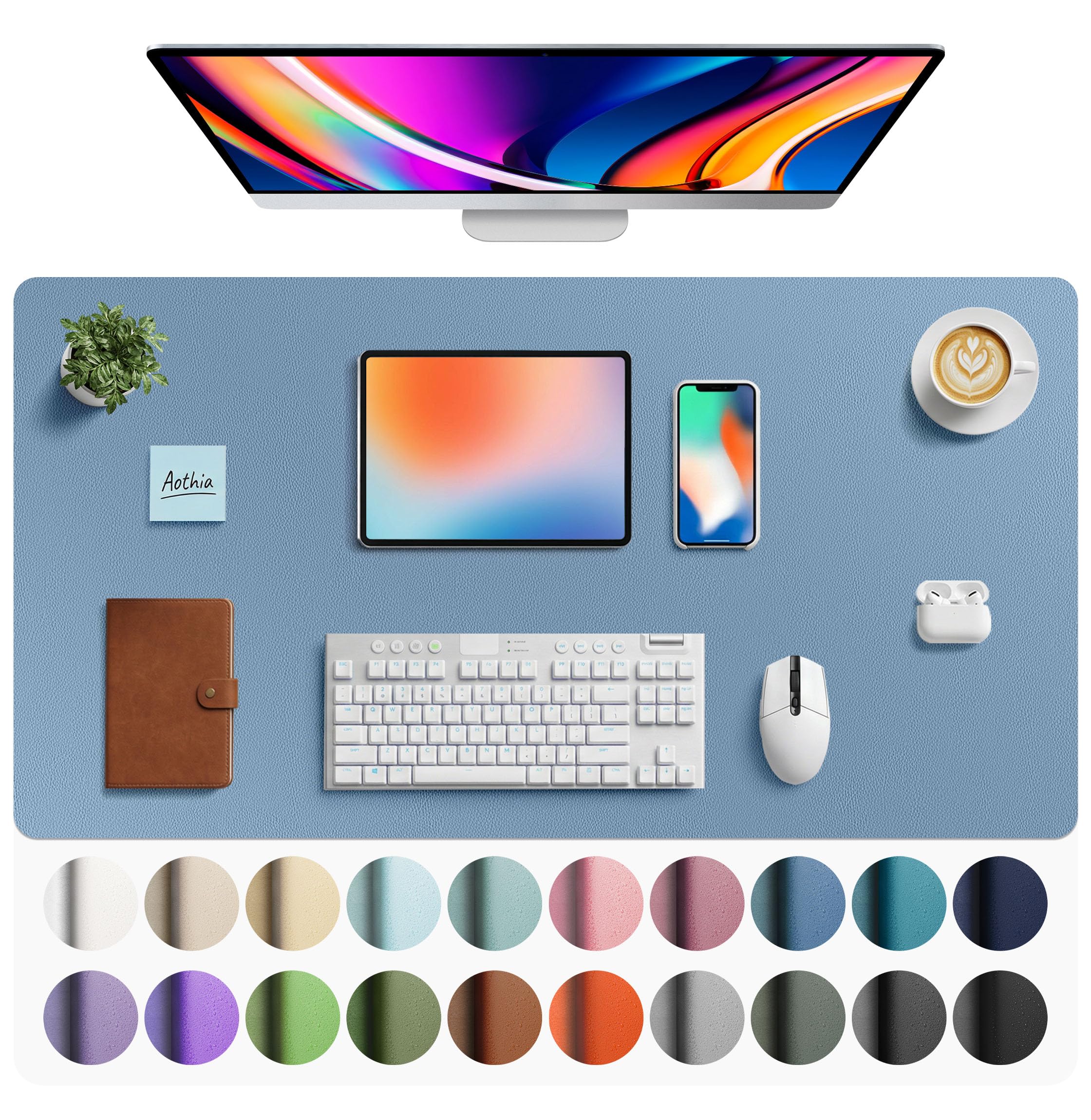 Leather Desk Pad Protector,Mouse Pad,Office Desk Mat,Non-Slip PU Leather Desk Blotter,Laptop Desk Pad,Waterproof Desk Writing Pad for Office and Home