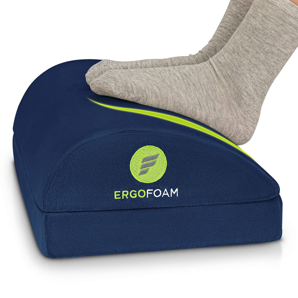 ErgoFoam Foot Rest for Under Desk - Chiropractor-Endorsed Orthopedic Teardrop Design - 2-in-1 Adjustable Premium Footrest for Work - Ergonomic for Lumbar, Back, Knee Pain