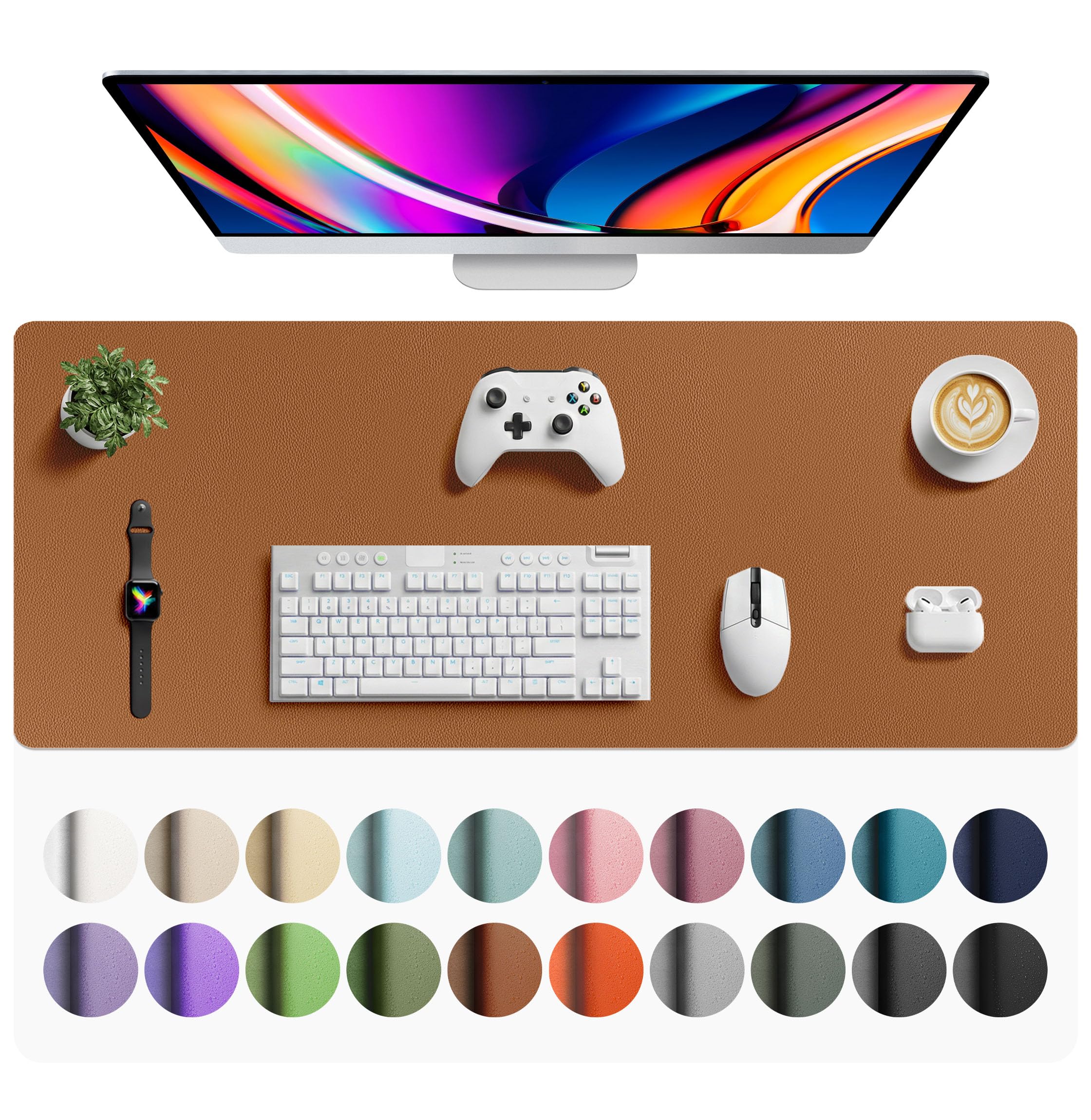 Leather Desk Pad Protector,Mouse Pad,Office Desk Mat,Non-Slip PU Leather Desk Blotter,Laptop Desk Pad,Waterproof Desk Writing Pad for Office and Home